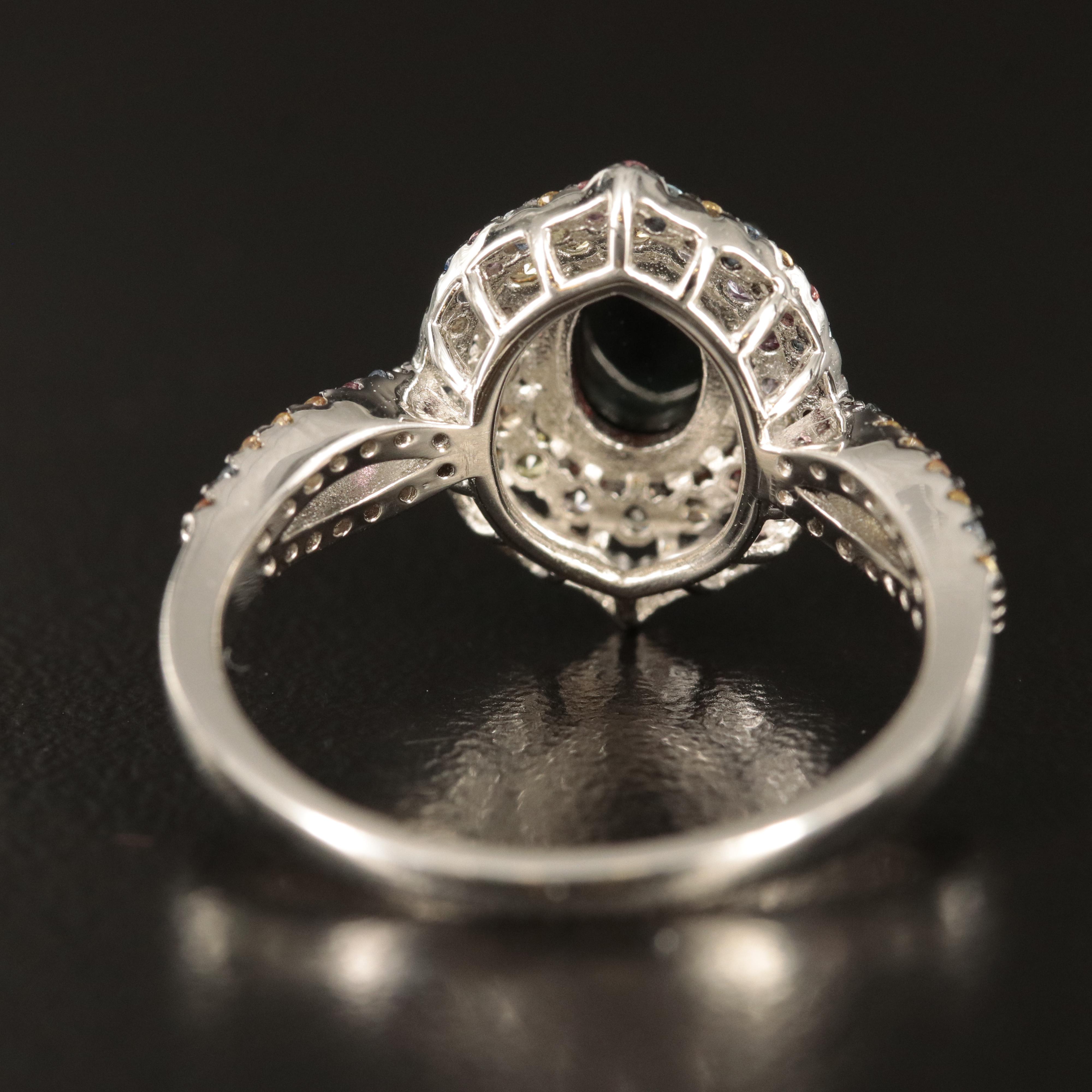 Sterling Opal and Sapphire Ring