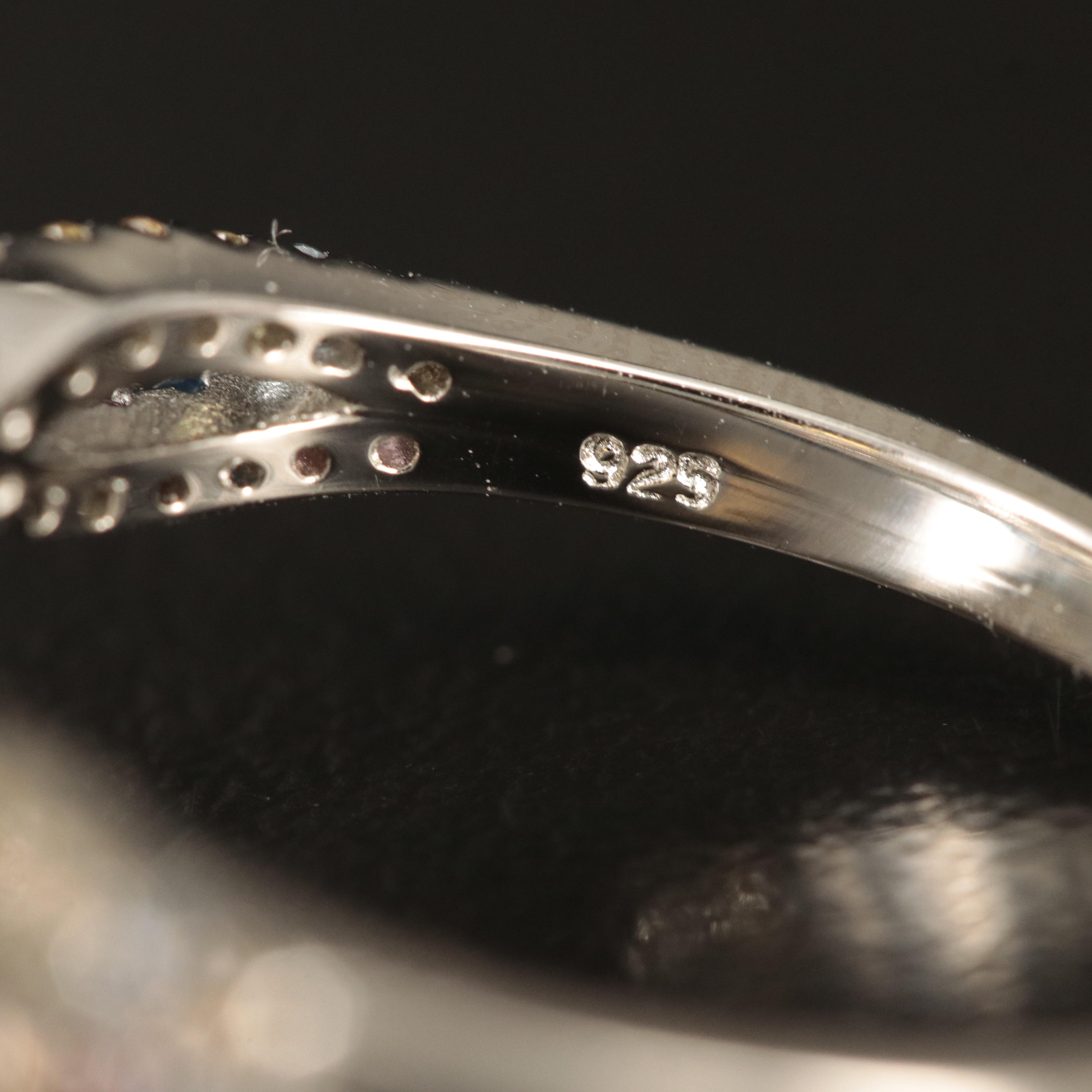 Sterling Opal and Sapphire Ring