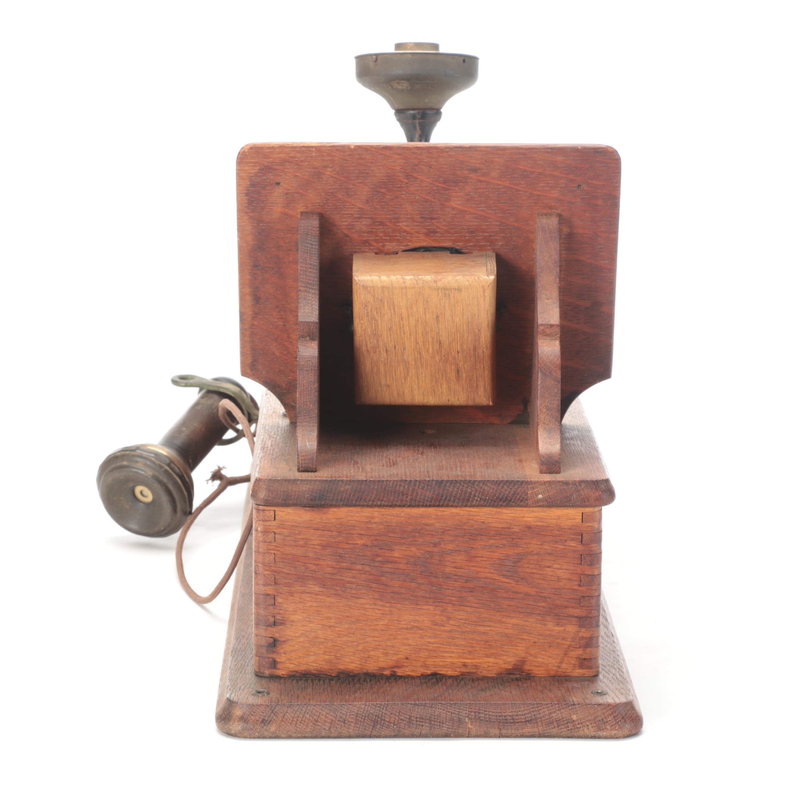 Stromberg-Carlson Oak Cabinet Wall Mount Telephone With Rotary Dial