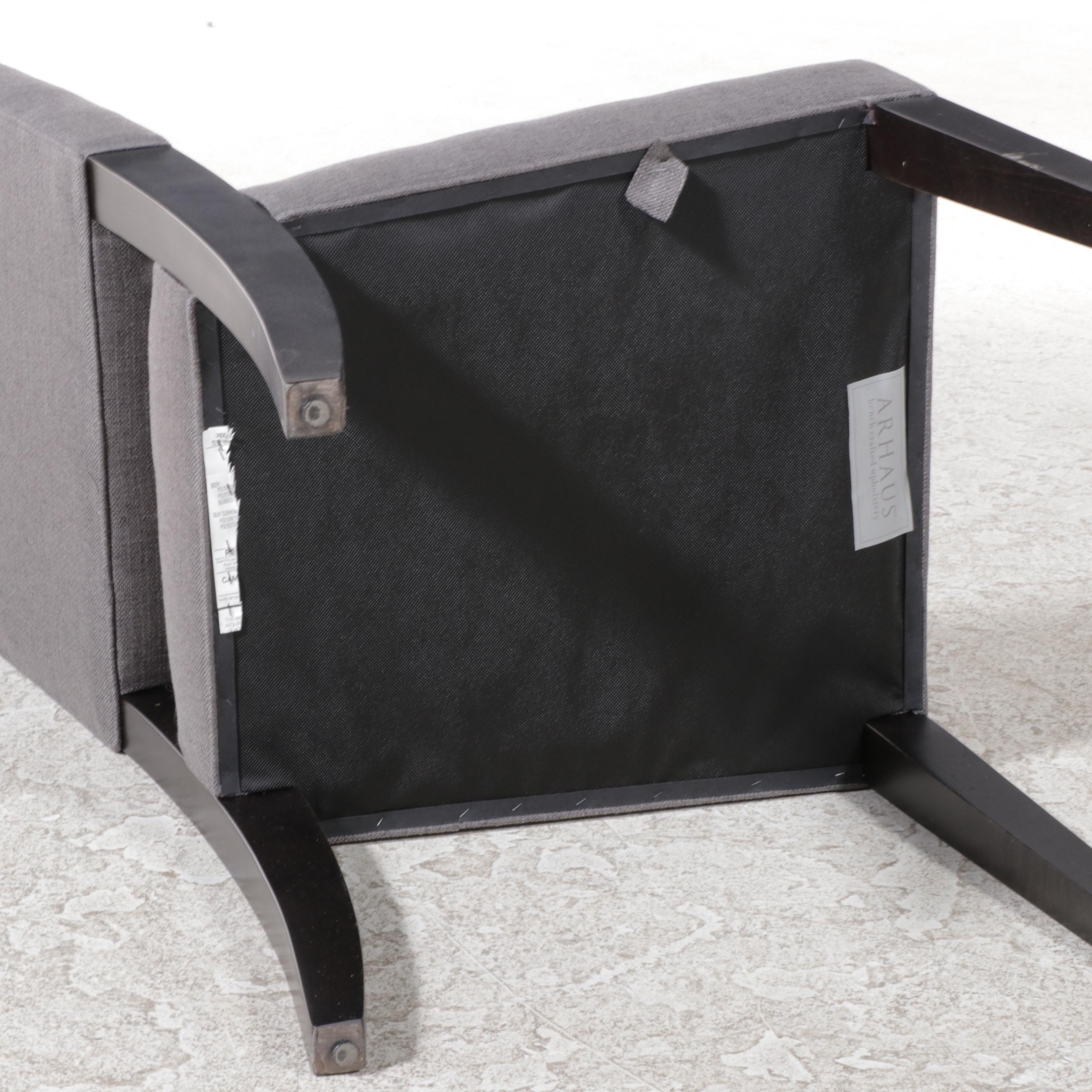 Trailway "Soho" Maple Dining Table Plus Six Arhaus Upholstered Side Chairs