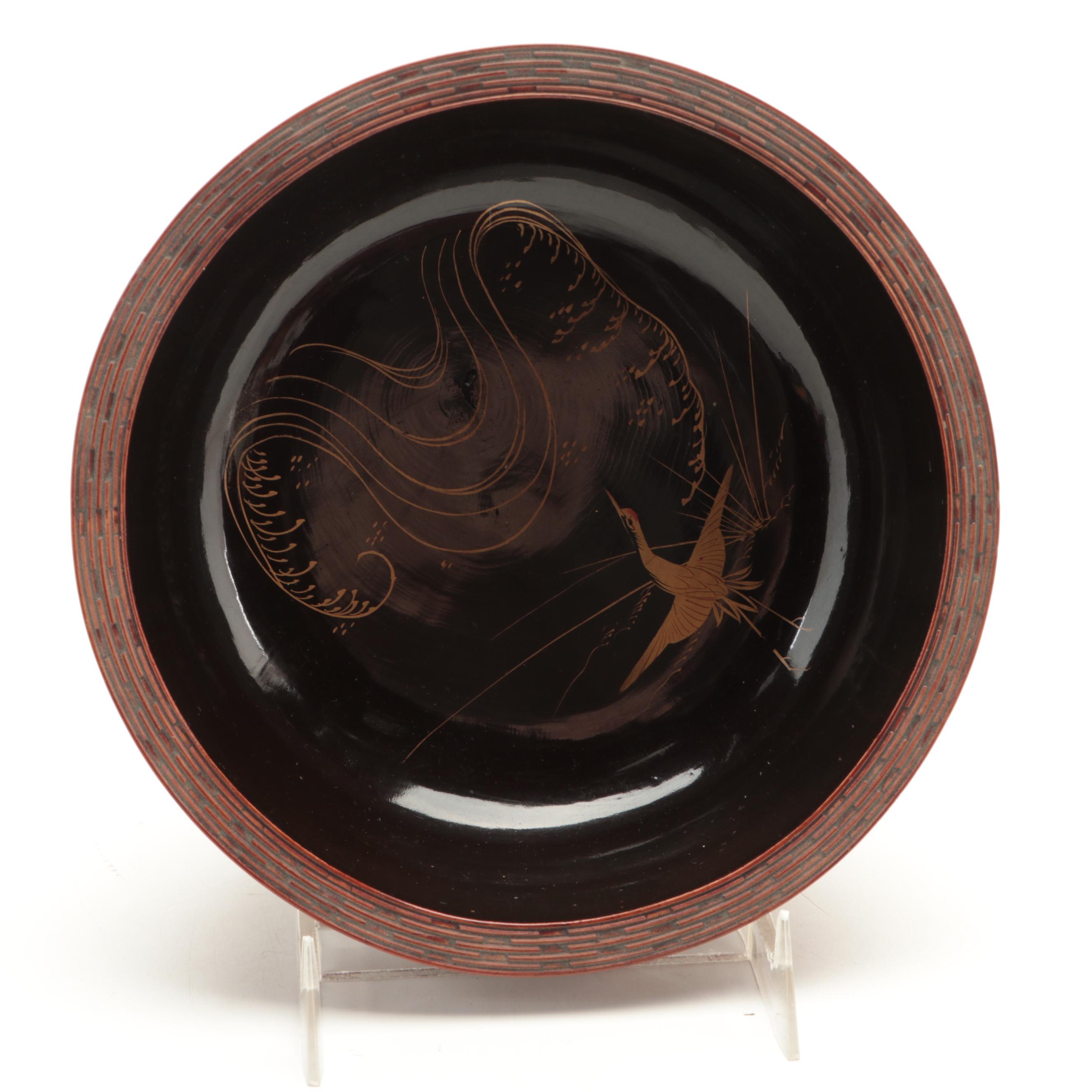 Japanese Basket Weave Graduated Lacquer Bowls with Lacquer Style Box