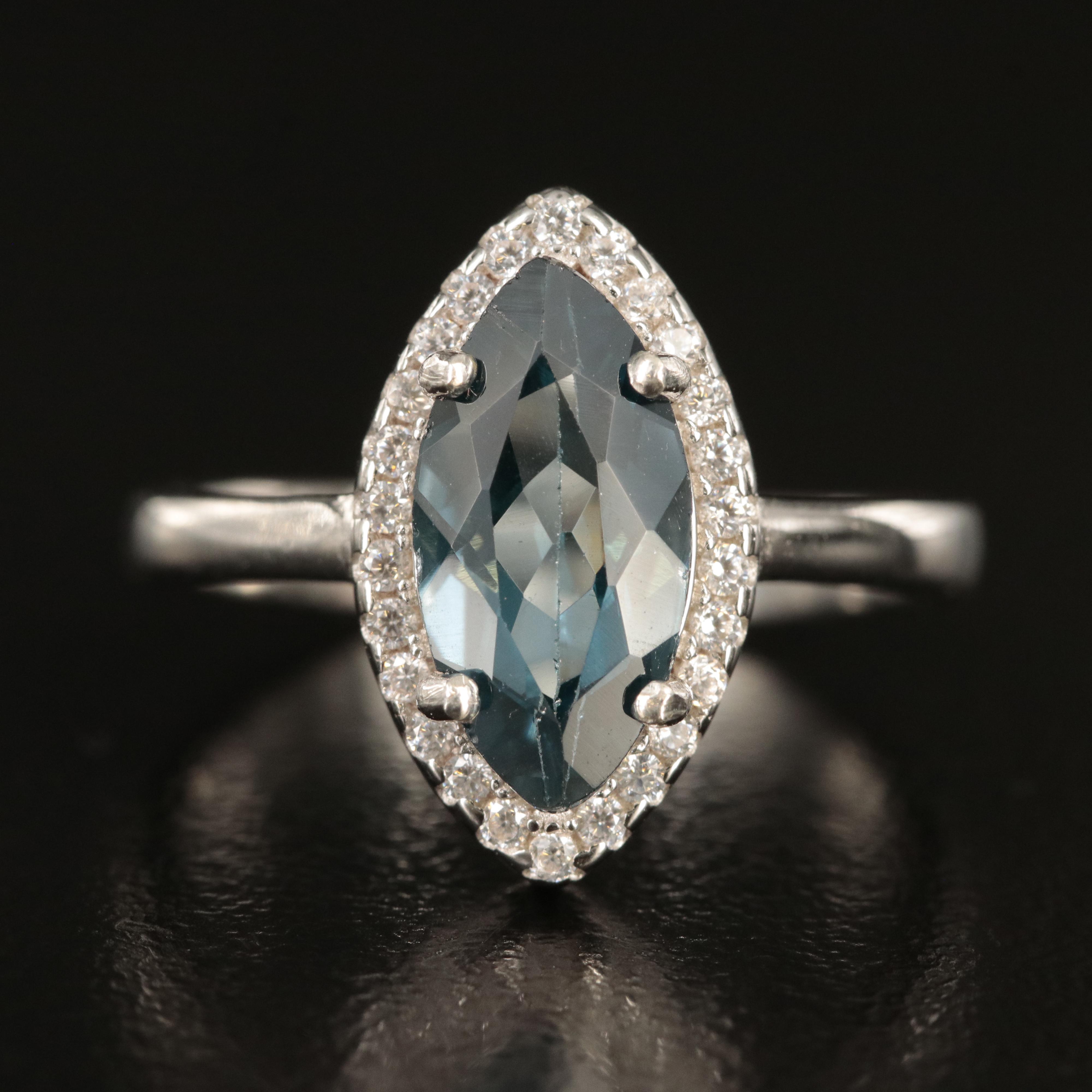 Sterling Topaz and Cubic Zirconia Ring