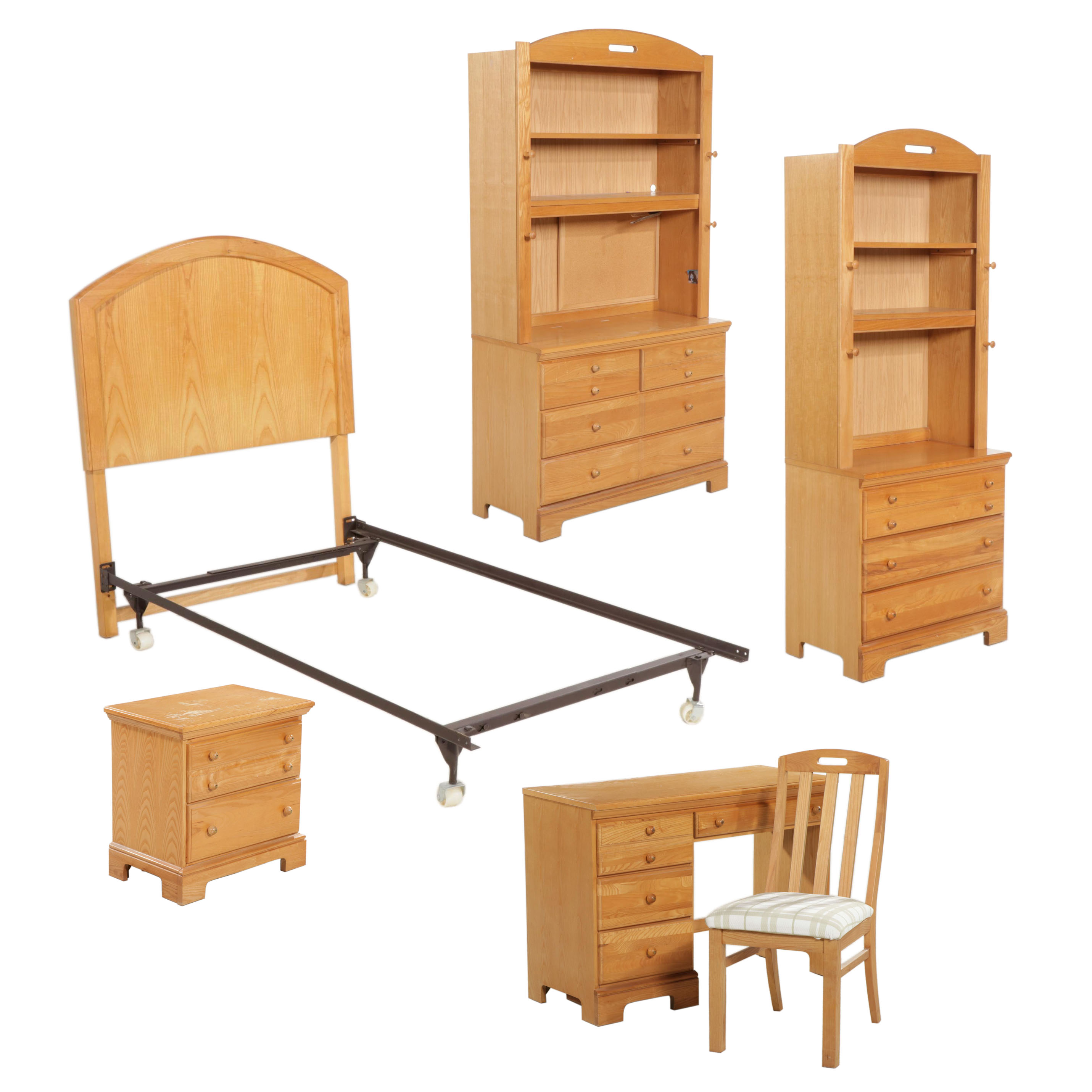 Bassett Furniture Ash Bedroom Suite with Desk and Twin Bed