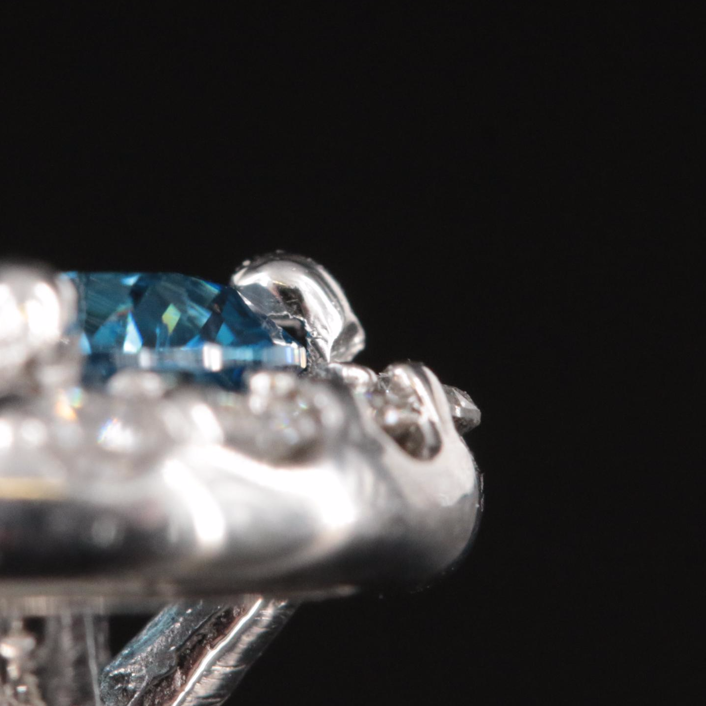 14K 1.75 CTW Diamond Halo Ring with Fancy Vivid Blue Center