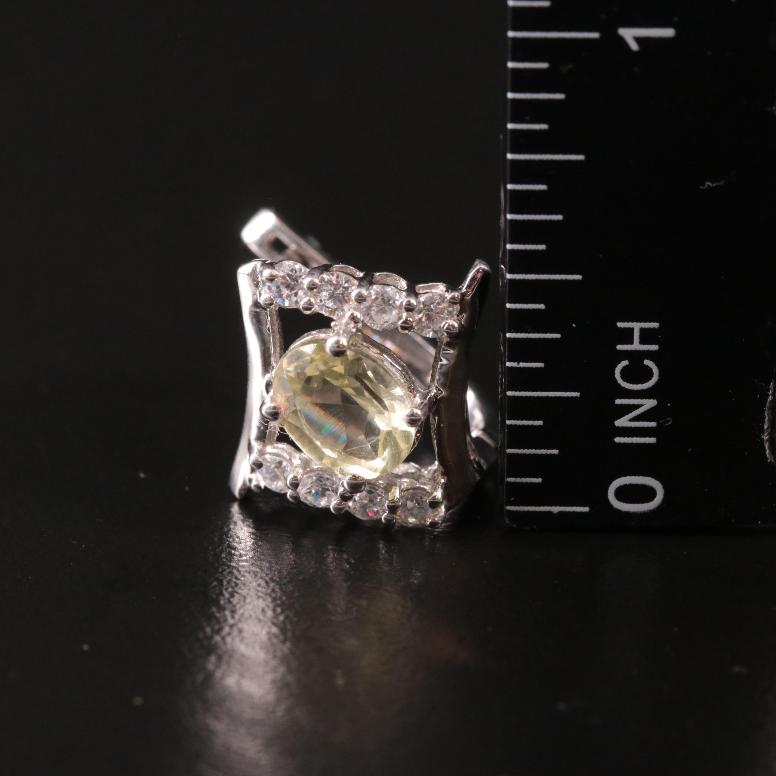 Sterling Citrine and Cubic Zirconia Earrings