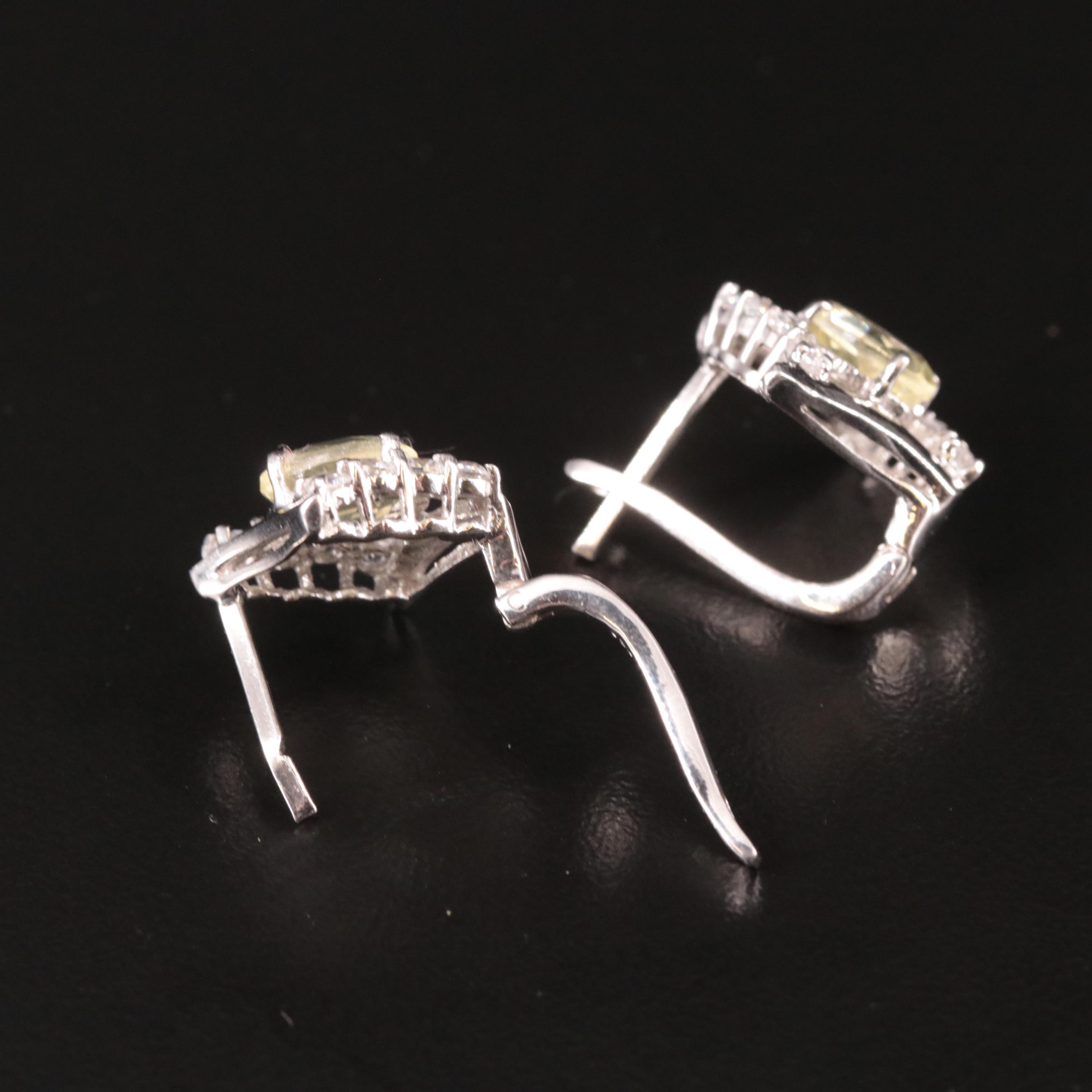 Sterling Citrine and Cubic Zirconia Earrings