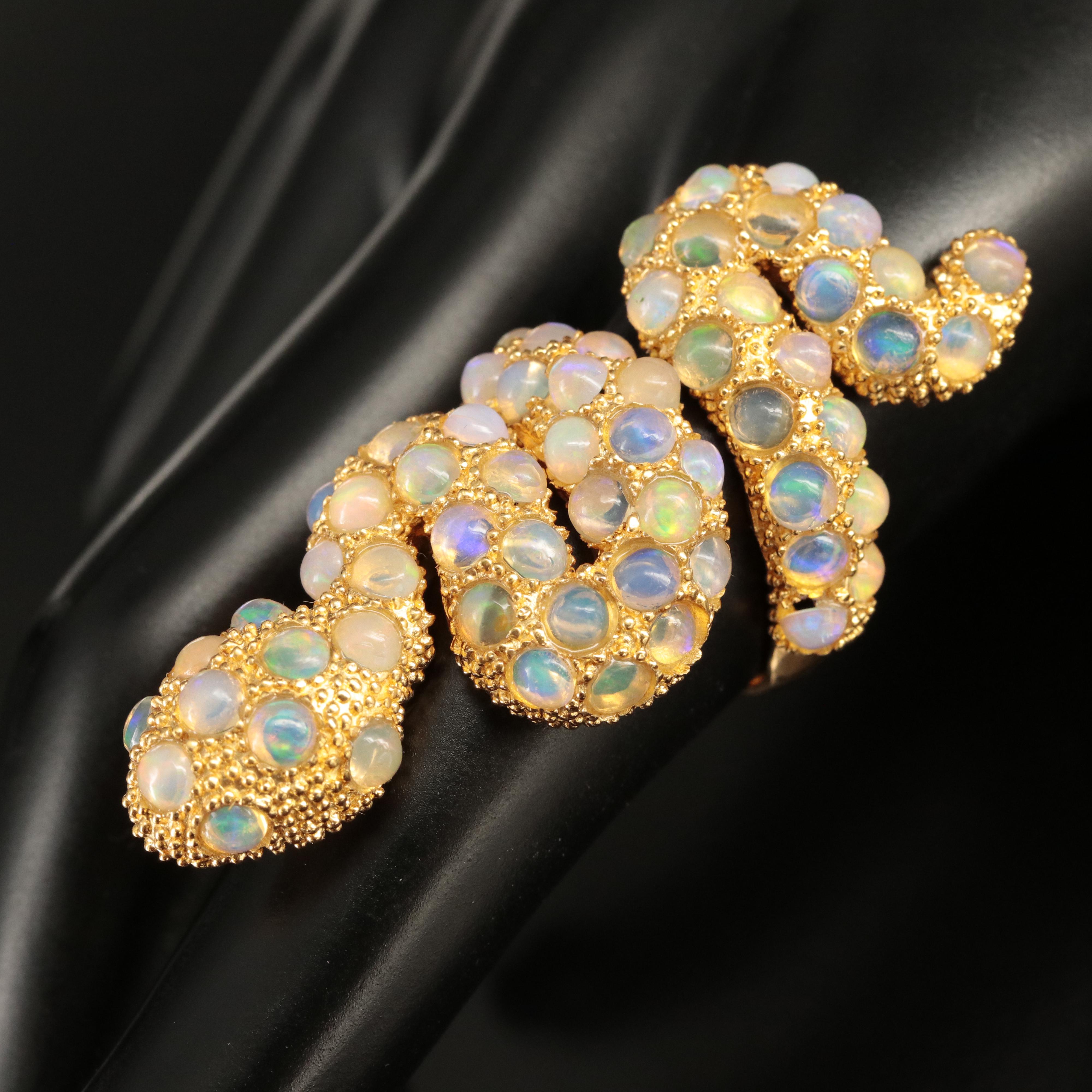 Sterling Opal Snake Ring