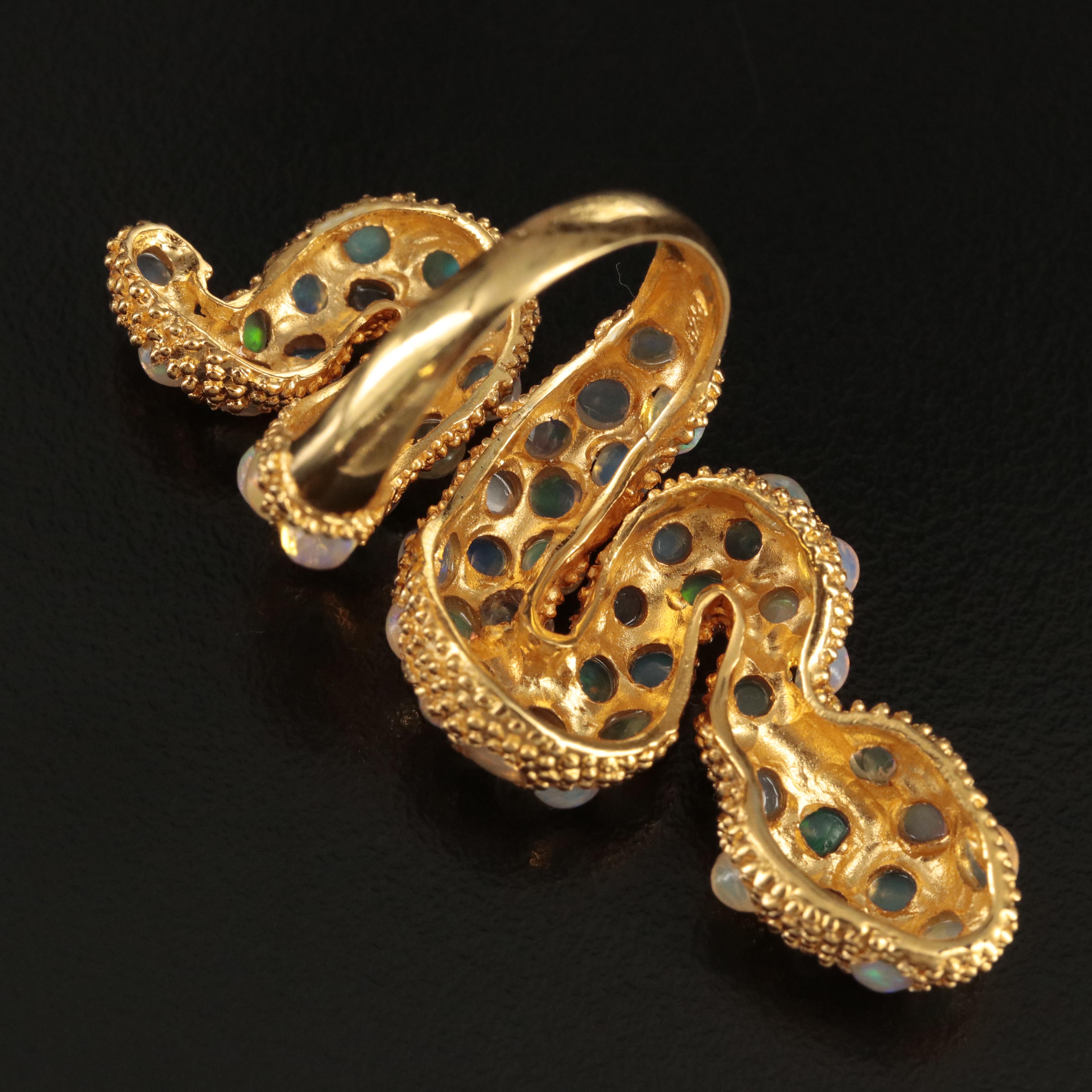 Sterling Opal Snake Ring