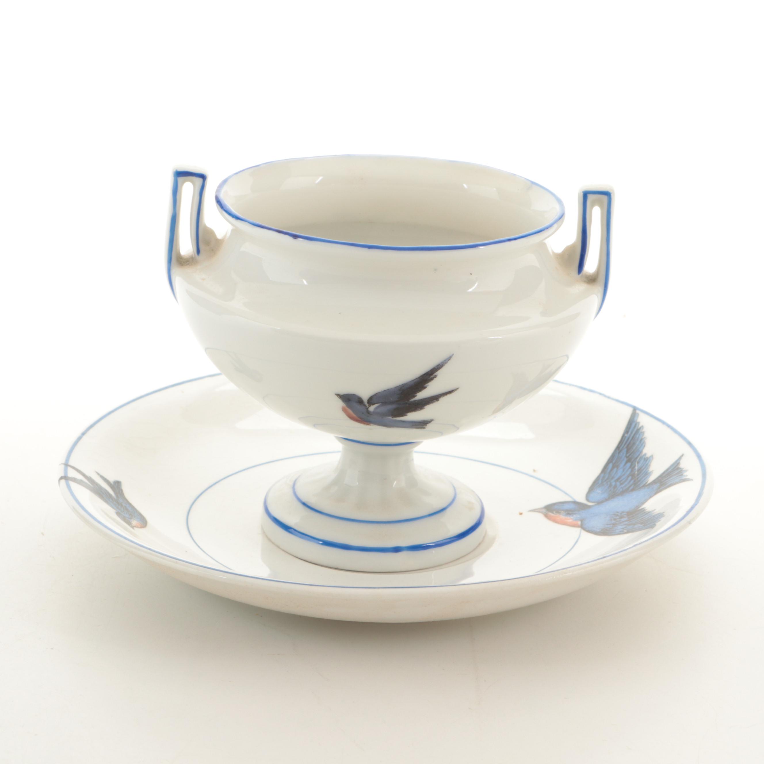 Victoria Porcelain "Blue Bird" Table Accessories with Other Ceramic Plates