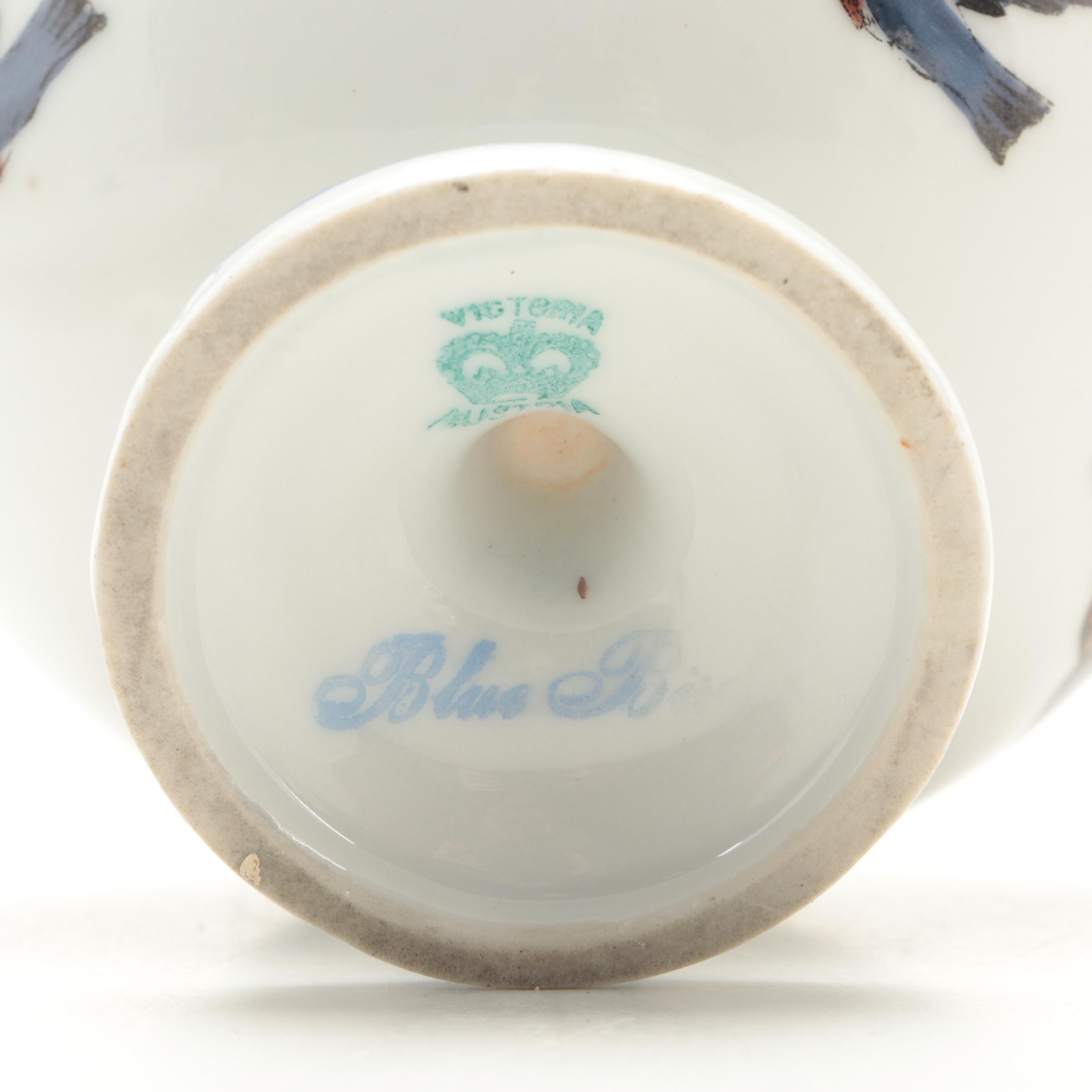 Victoria Porcelain "Blue Bird" Table Accessories with Other Ceramic Plates