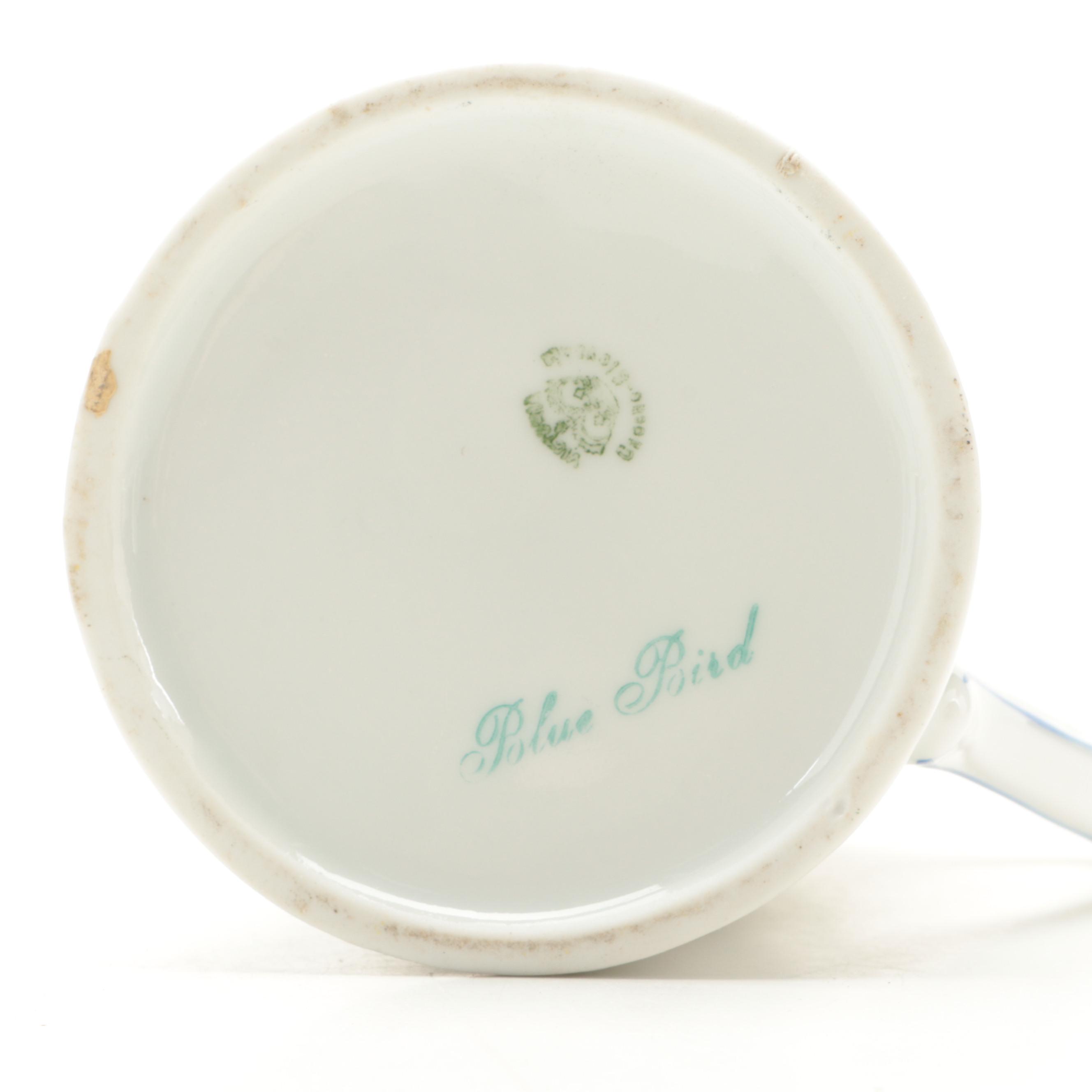 Victoria Porcelain "Blue Bird" Table Accessories with Other Ceramic Plates