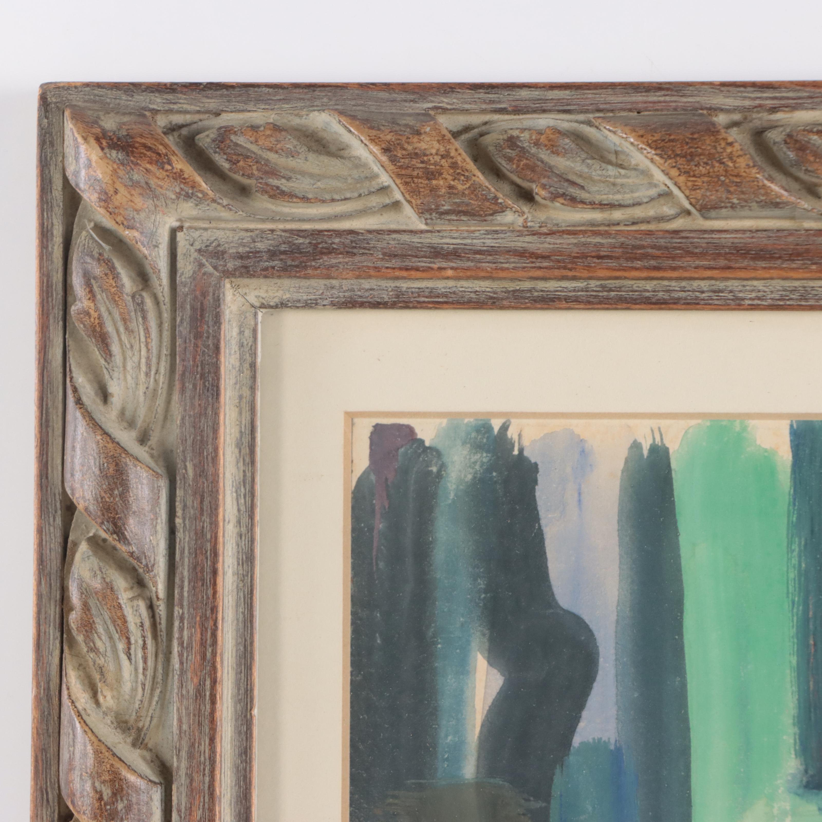 Eliahu Sigard Portrait Watercolor Painting, 1946