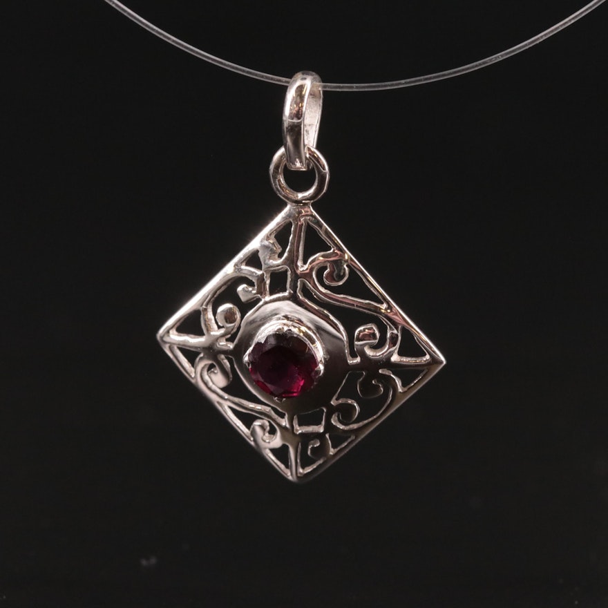 Sterling Rhodolite Garnet Pendant