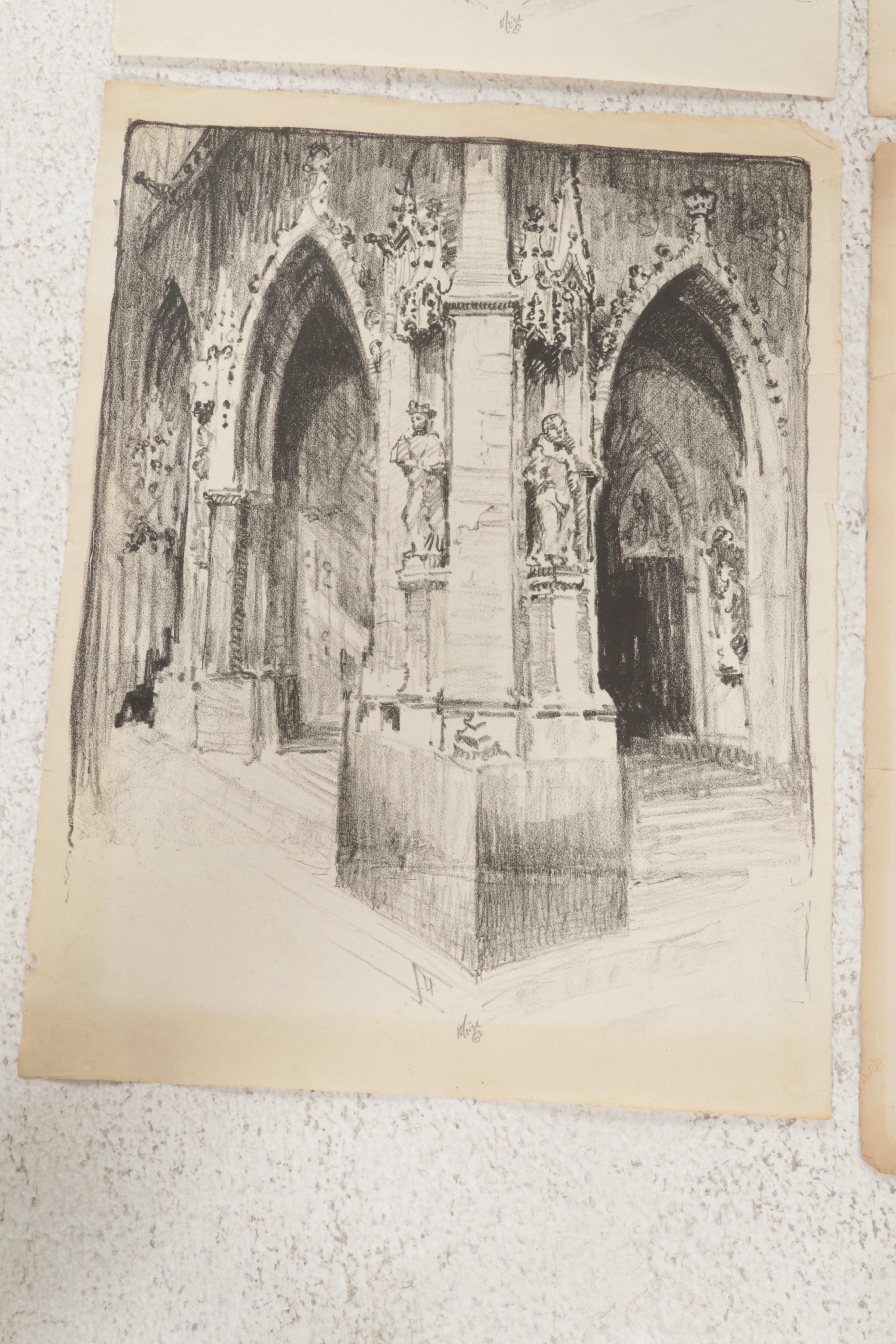 Howard Leigh Architectural Lithographs, Circa 1960