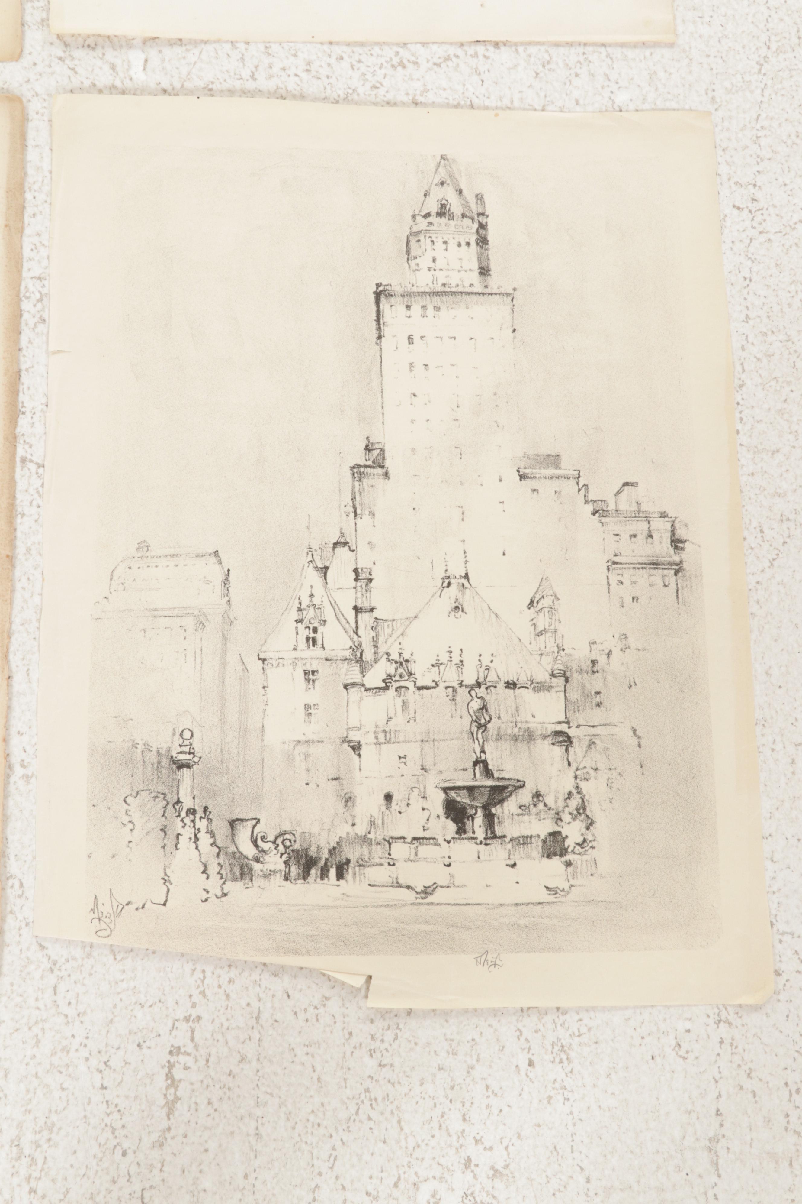 Howard Leigh Architectural Lithographs, Circa 1960