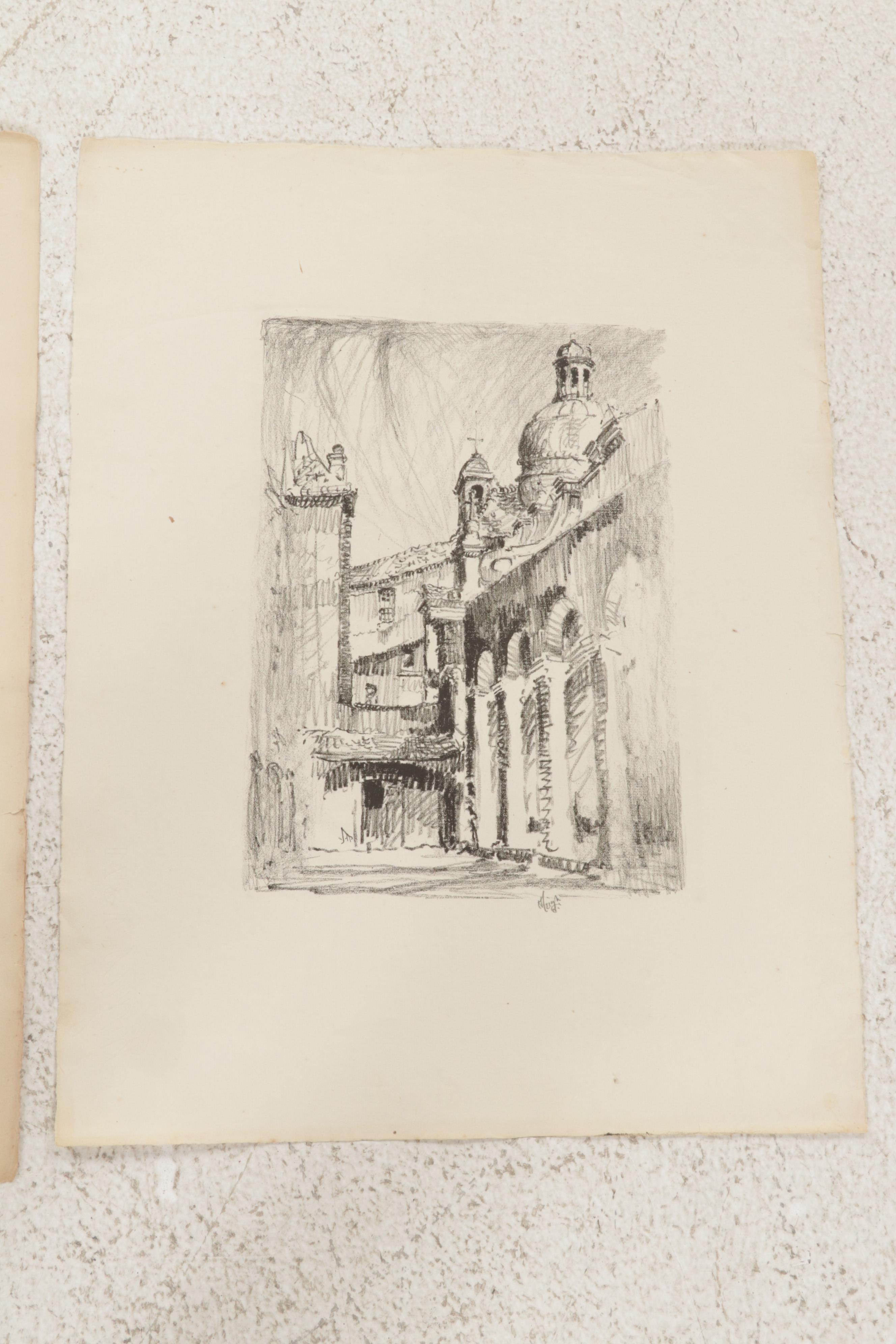 Howard Leigh Architectural Lithographs, Circa 1960