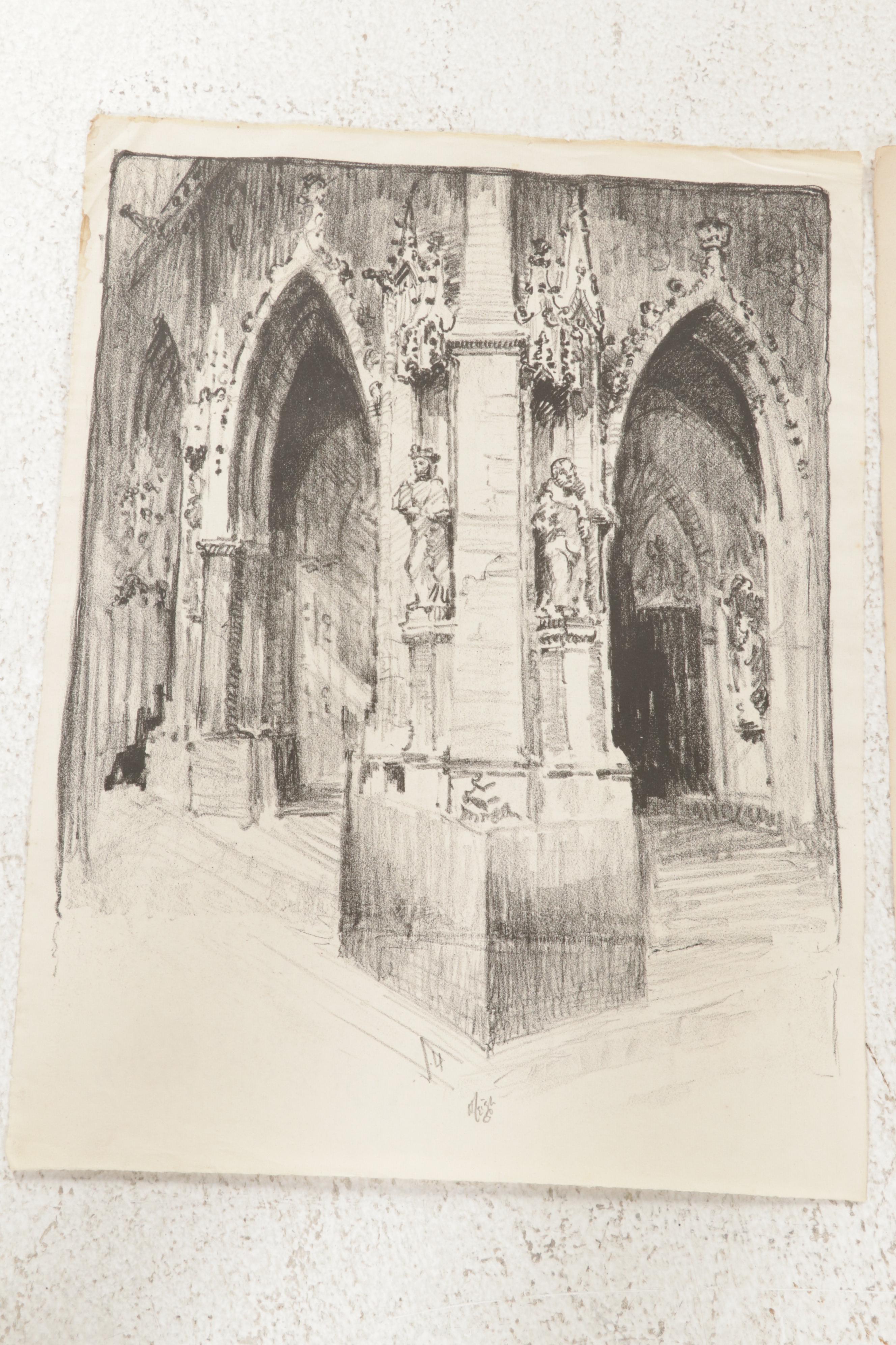 Howard Leigh Architectural Lithographs, Circa 1960