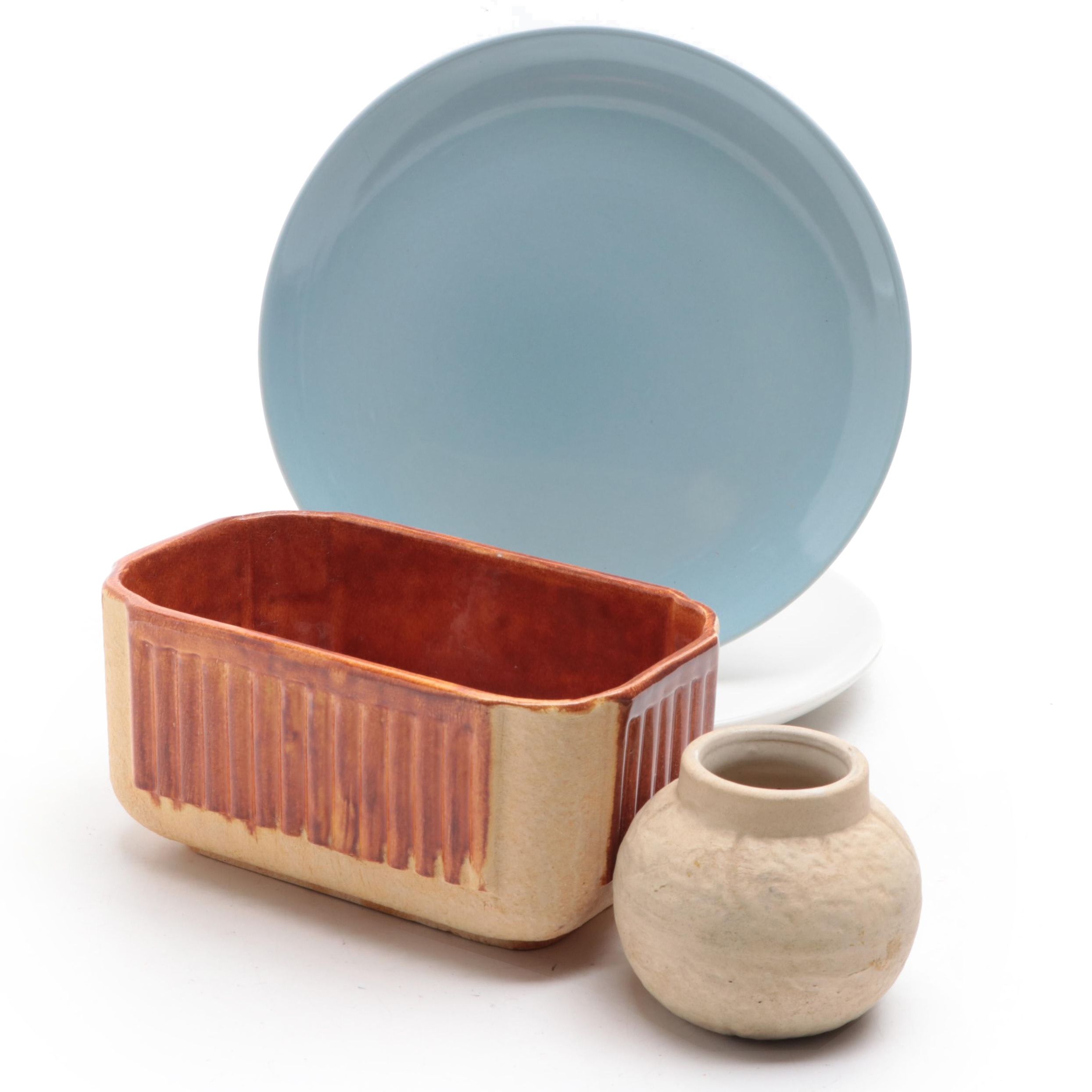 Russell Wright Iroquois China Plates with Haeger and Other Pottery