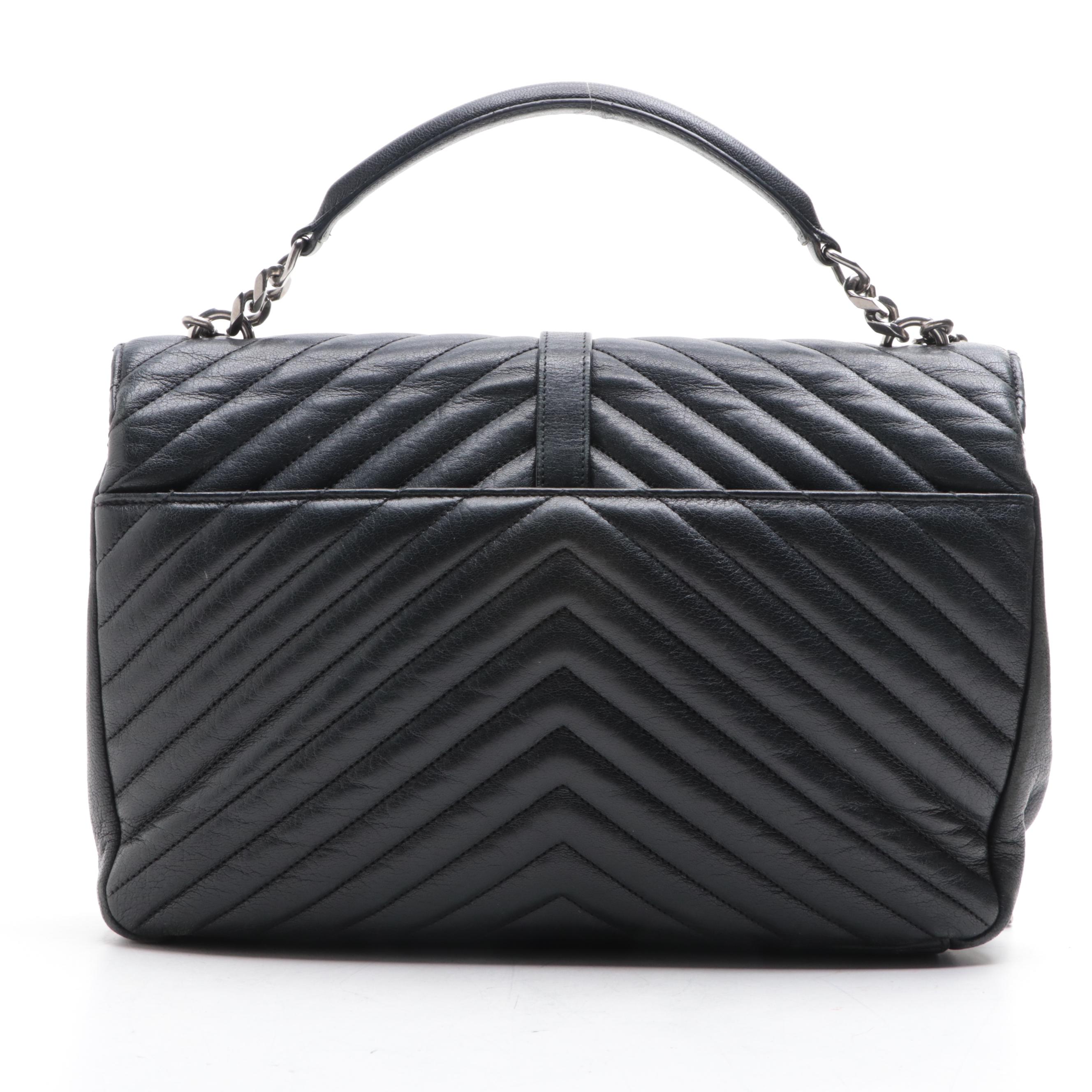 Saint Laurent Large Classic Monogram College Bag in Matelassé Chevron Leather