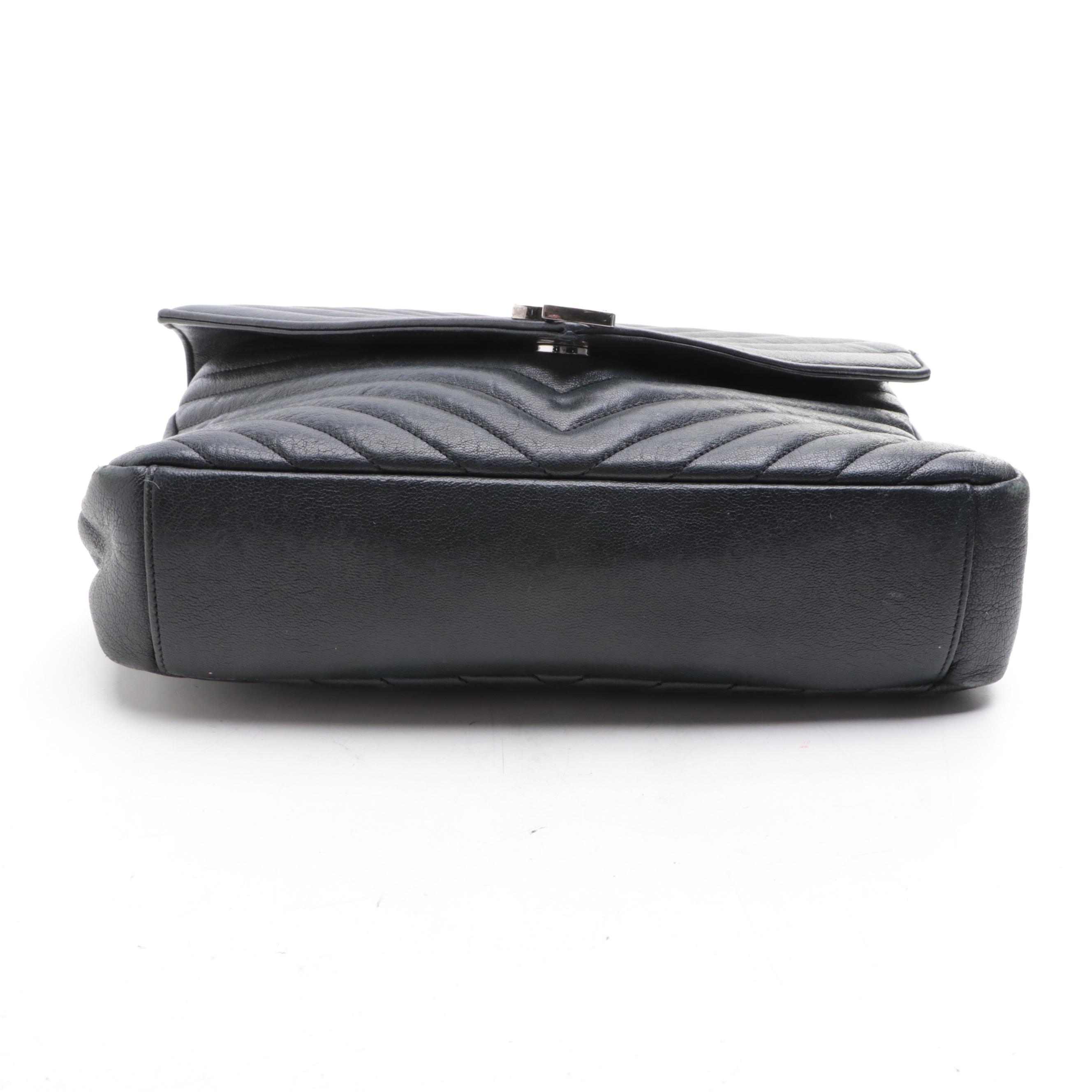 Saint Laurent Large Classic Monogram College Bag in Matelassé Chevron Leather