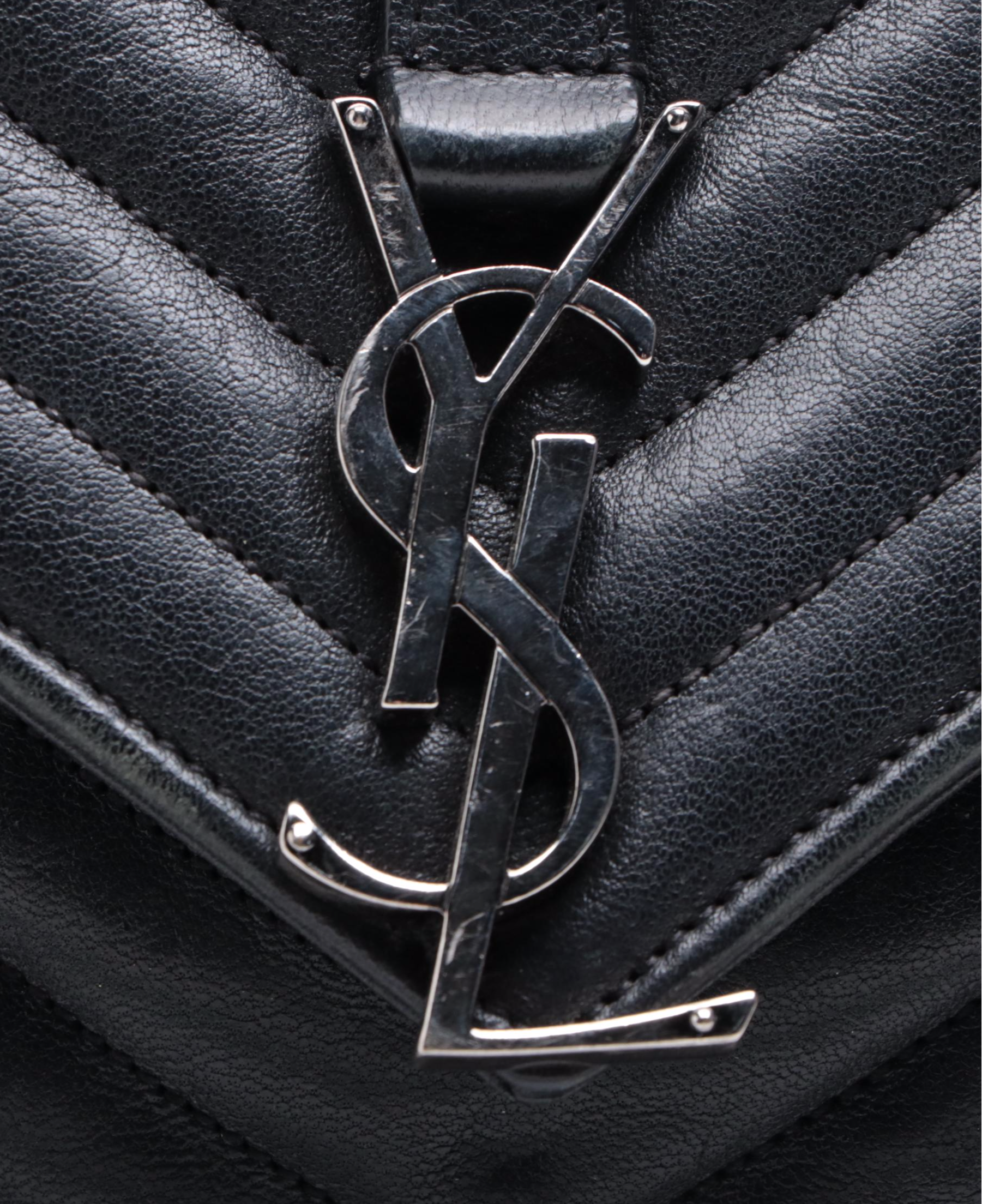 Saint Laurent Large Classic Monogram College Bag in Matelassé Chevron Leather