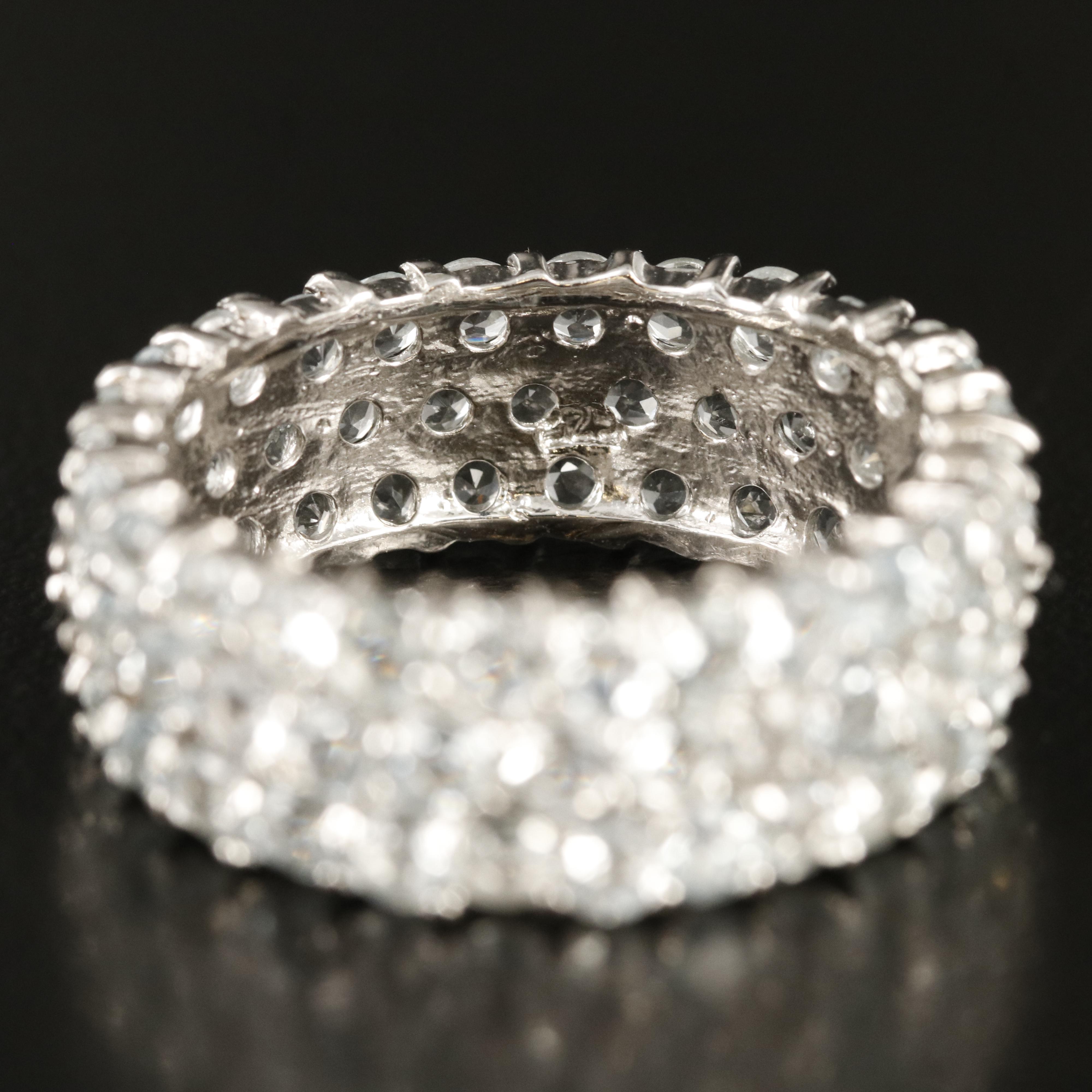 Sterling Aquamarine Triple Row Eternity Band