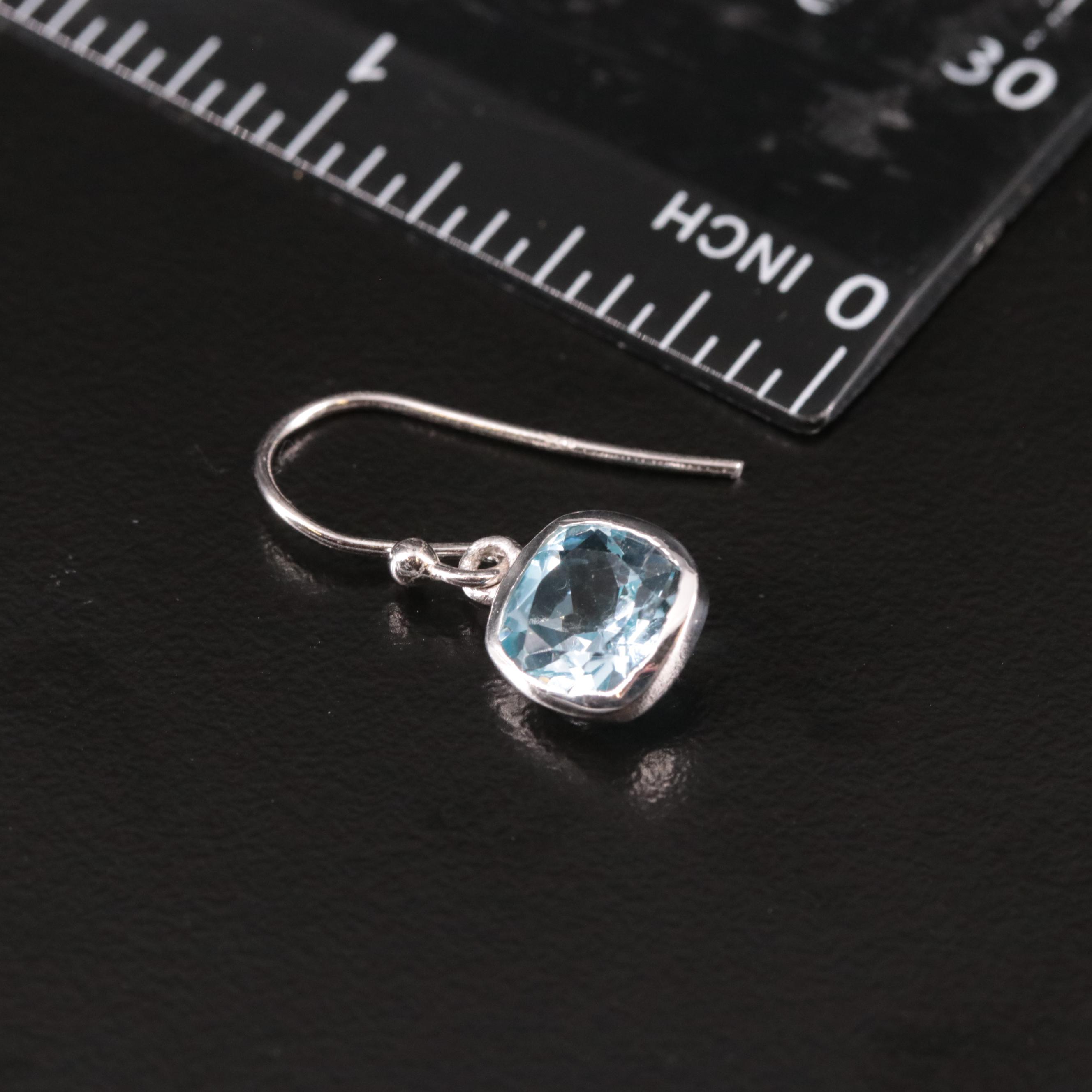 Sterling Blue Topaz Drop Earrings