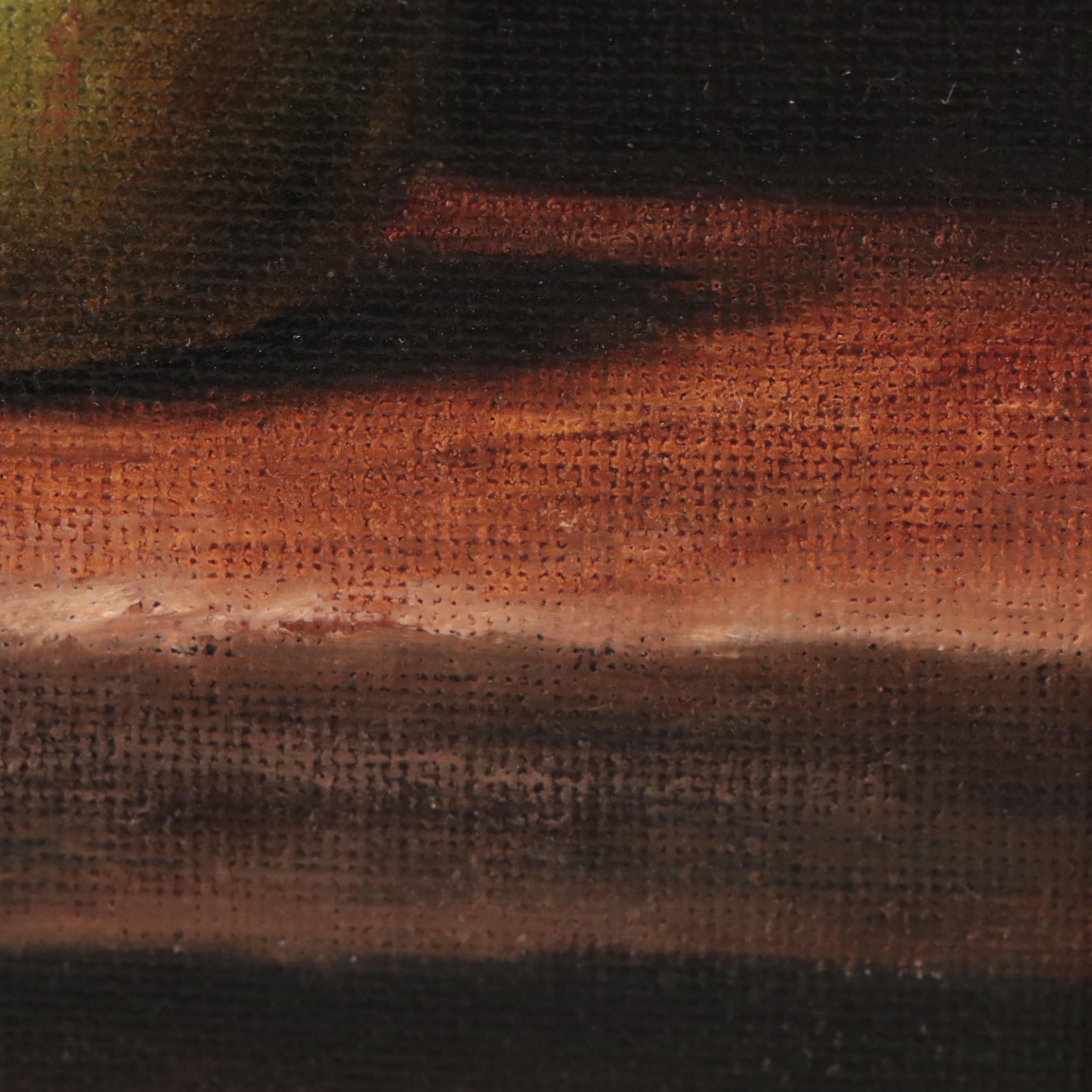 Houra H. Alghizzi Still Life Oil Painting "Green Pear and Cherry," 2023