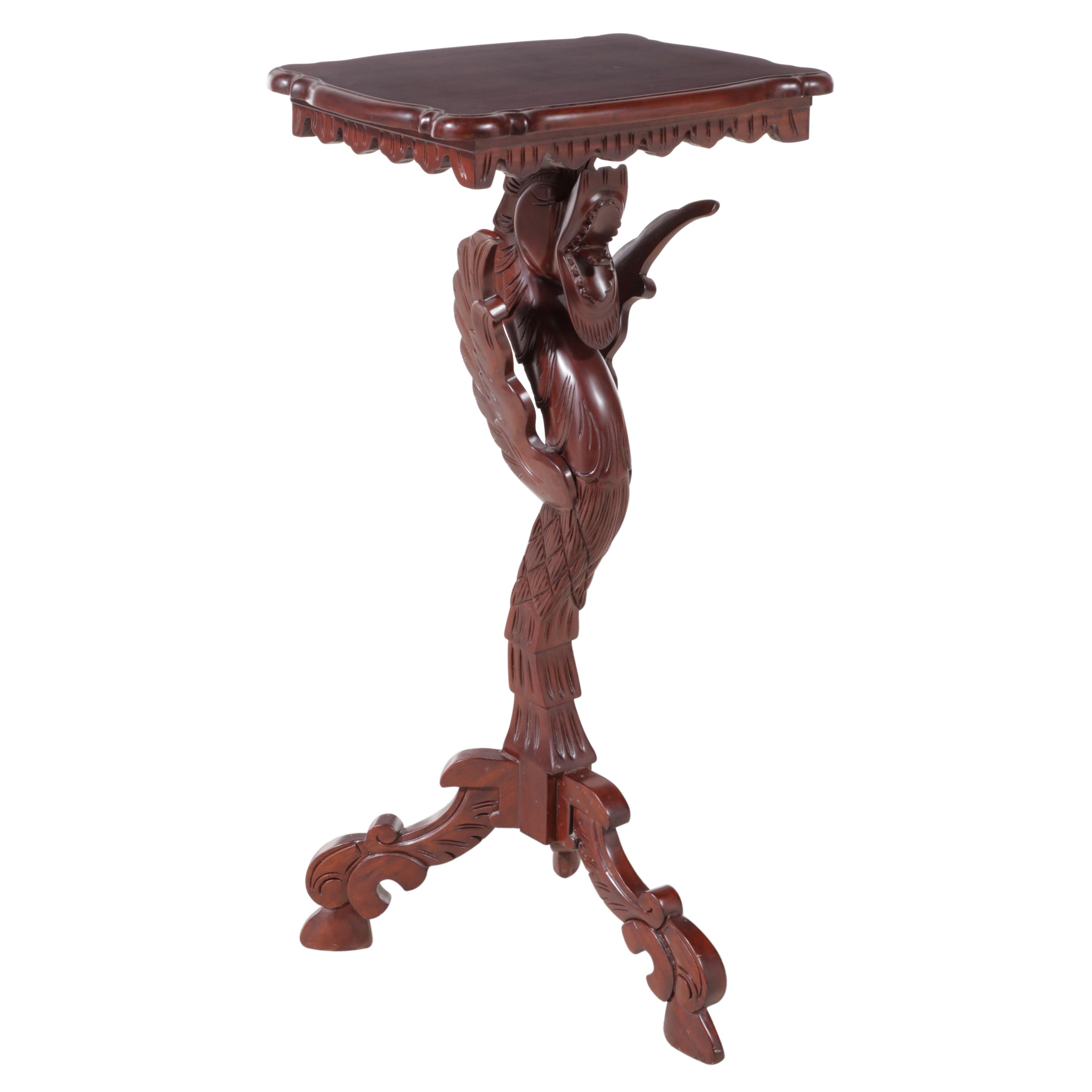 Indonesian Carved Hardwood Figural Pedestal