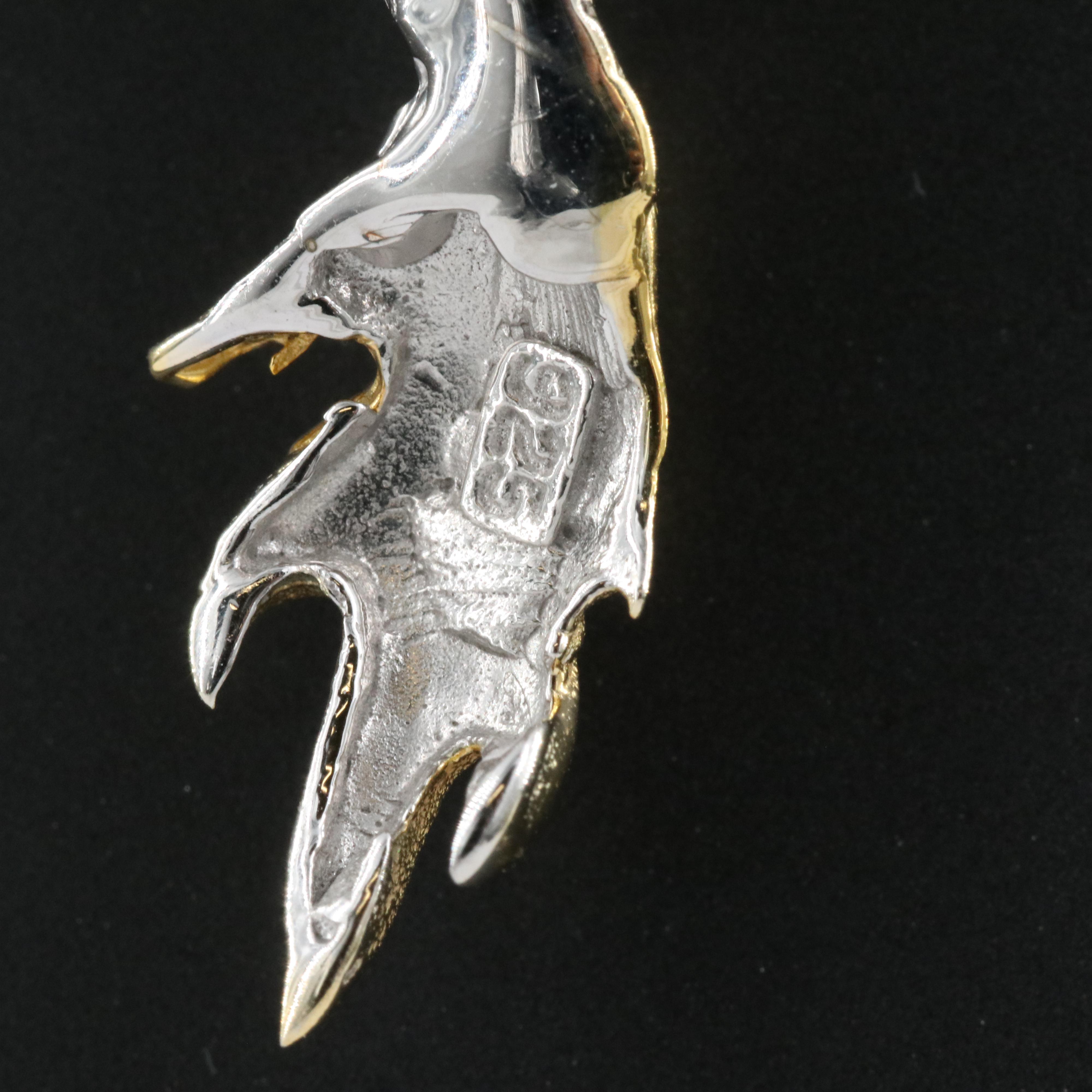 Sterling Citrine, Swiss Blue Topaz and Garnet Dragon Pendant