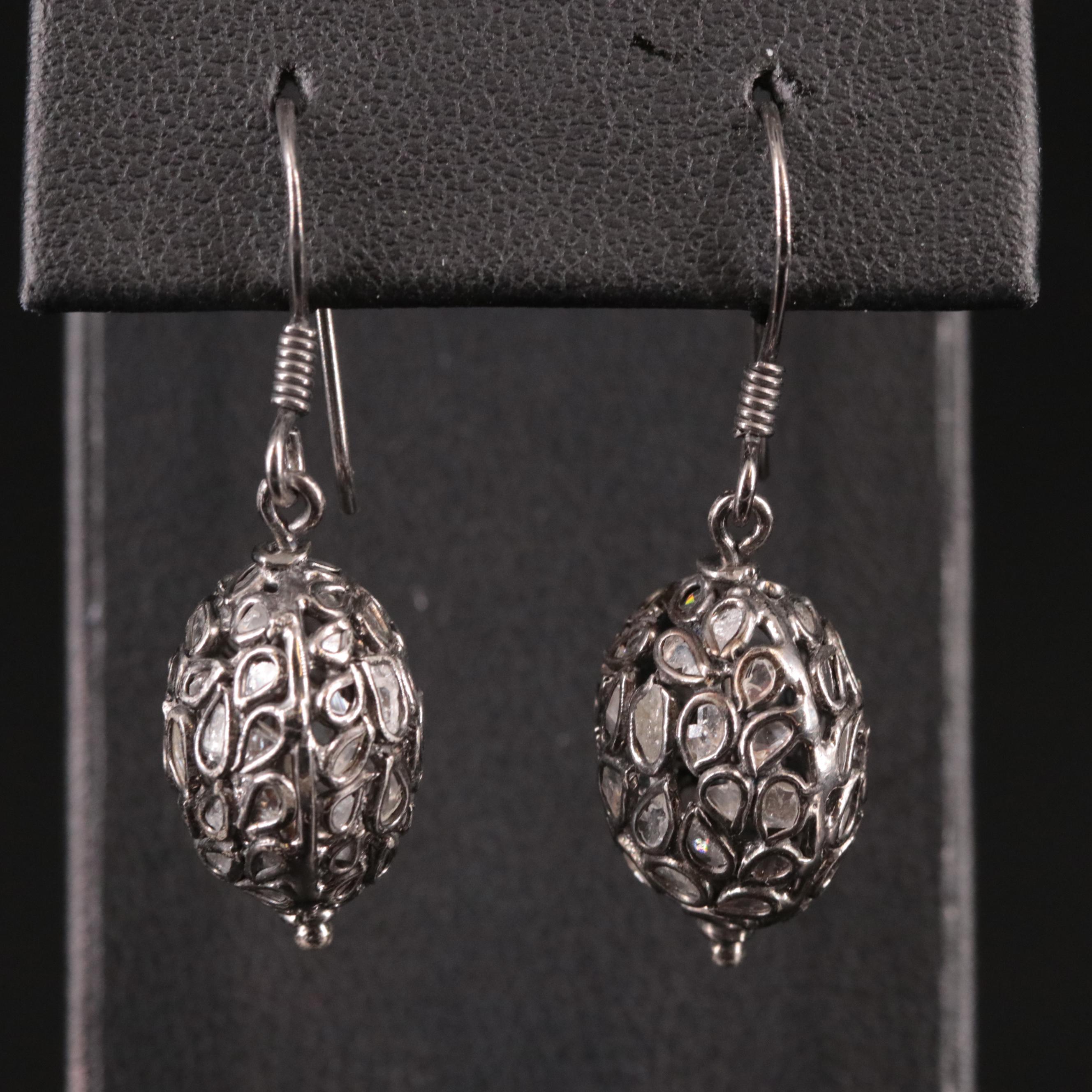 Sterling Diamond Drop Earrings