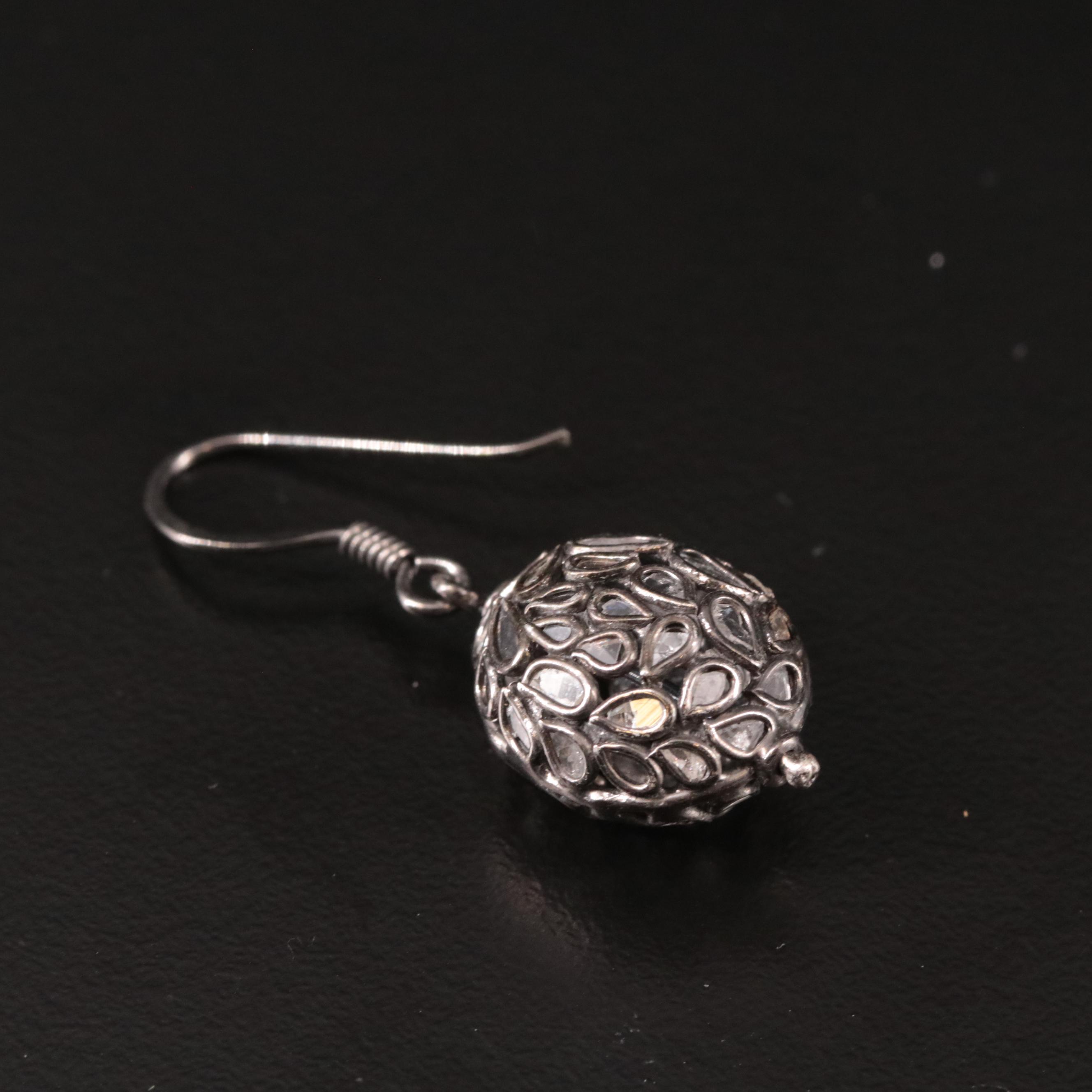 Sterling Diamond Drop Earrings