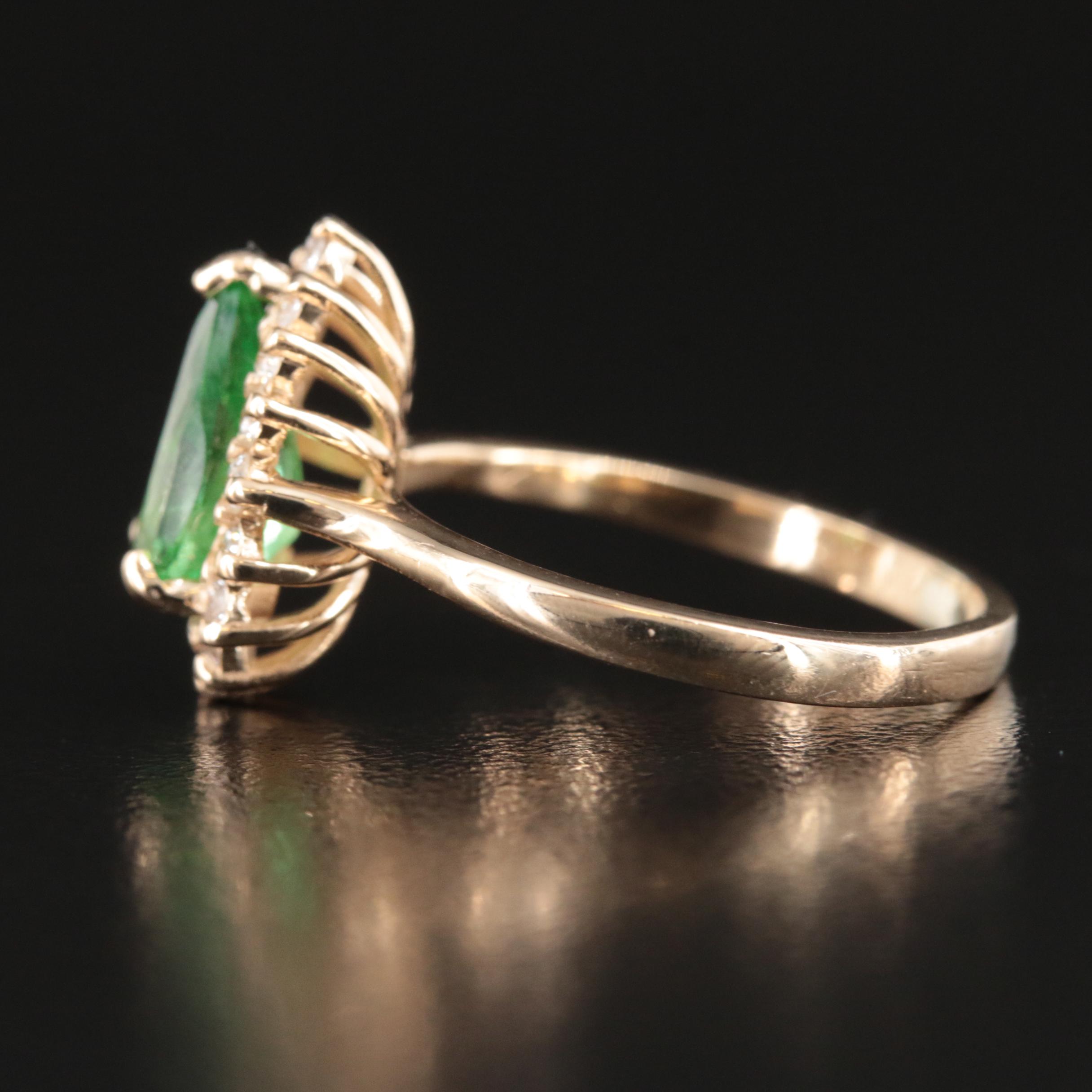 14K 1.94 CT Tsavorite Garnet and Diamond Ring with GIA Report