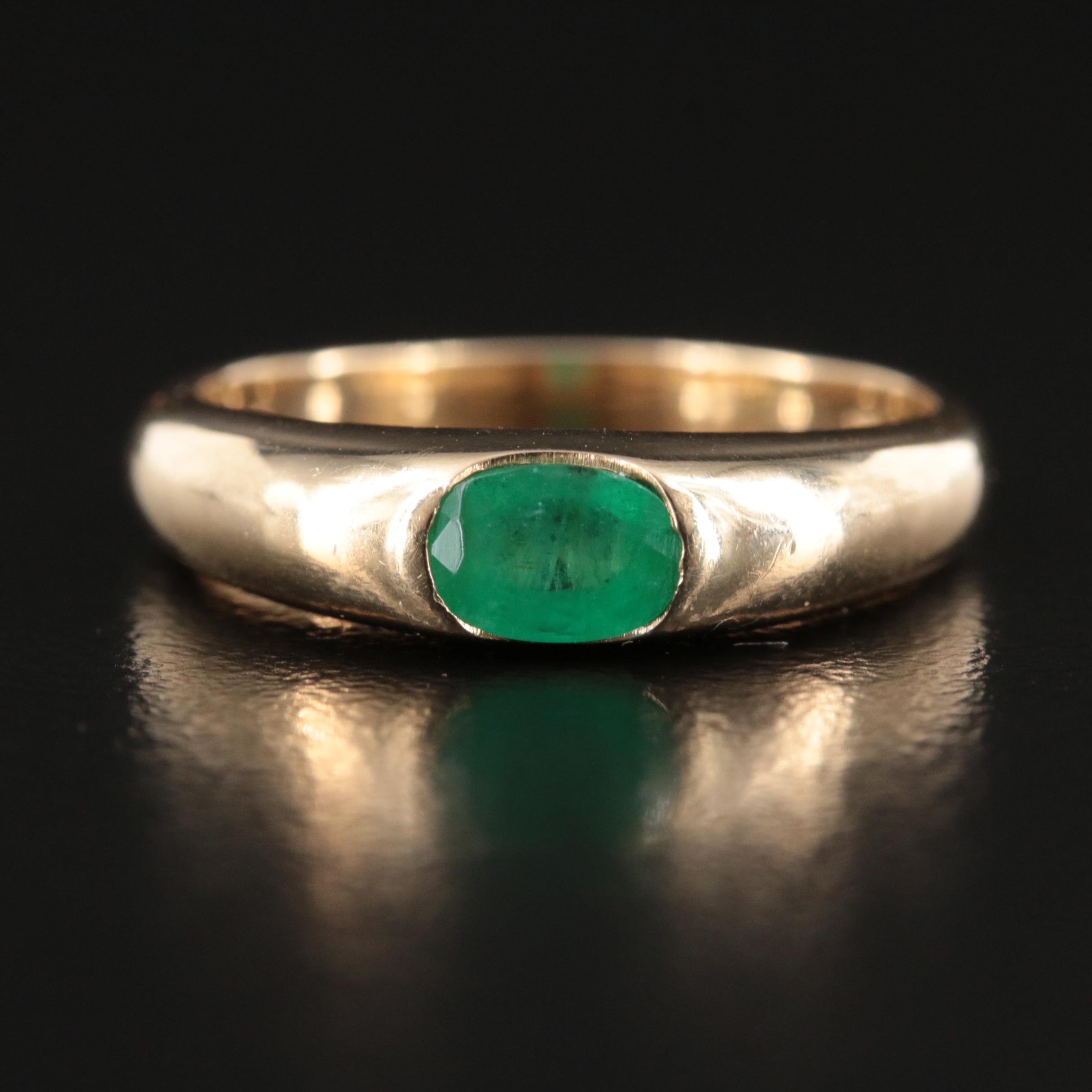 14K Emerald East-West Set Ring
