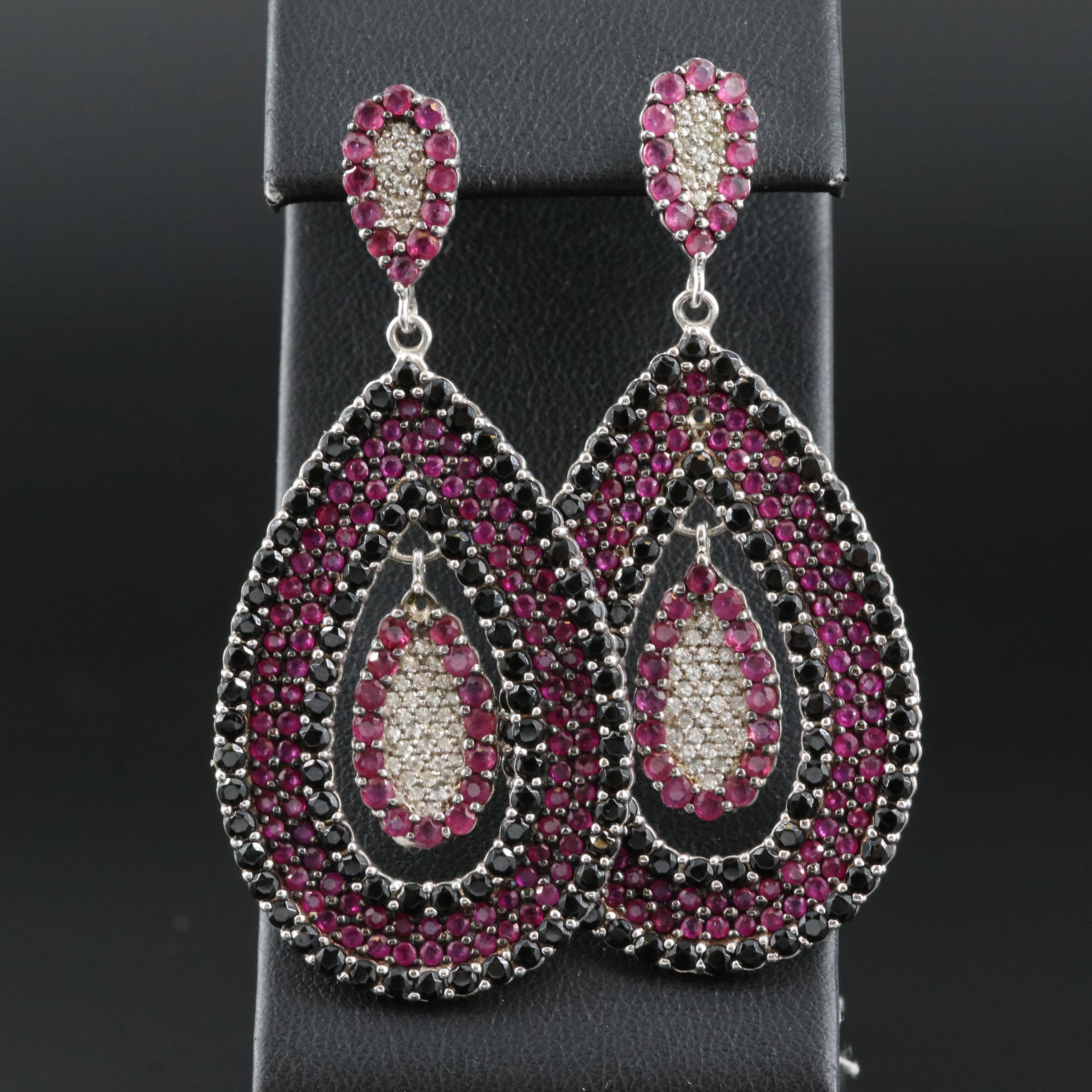 Sterling Ruby, Topaz and Spinel Earrings