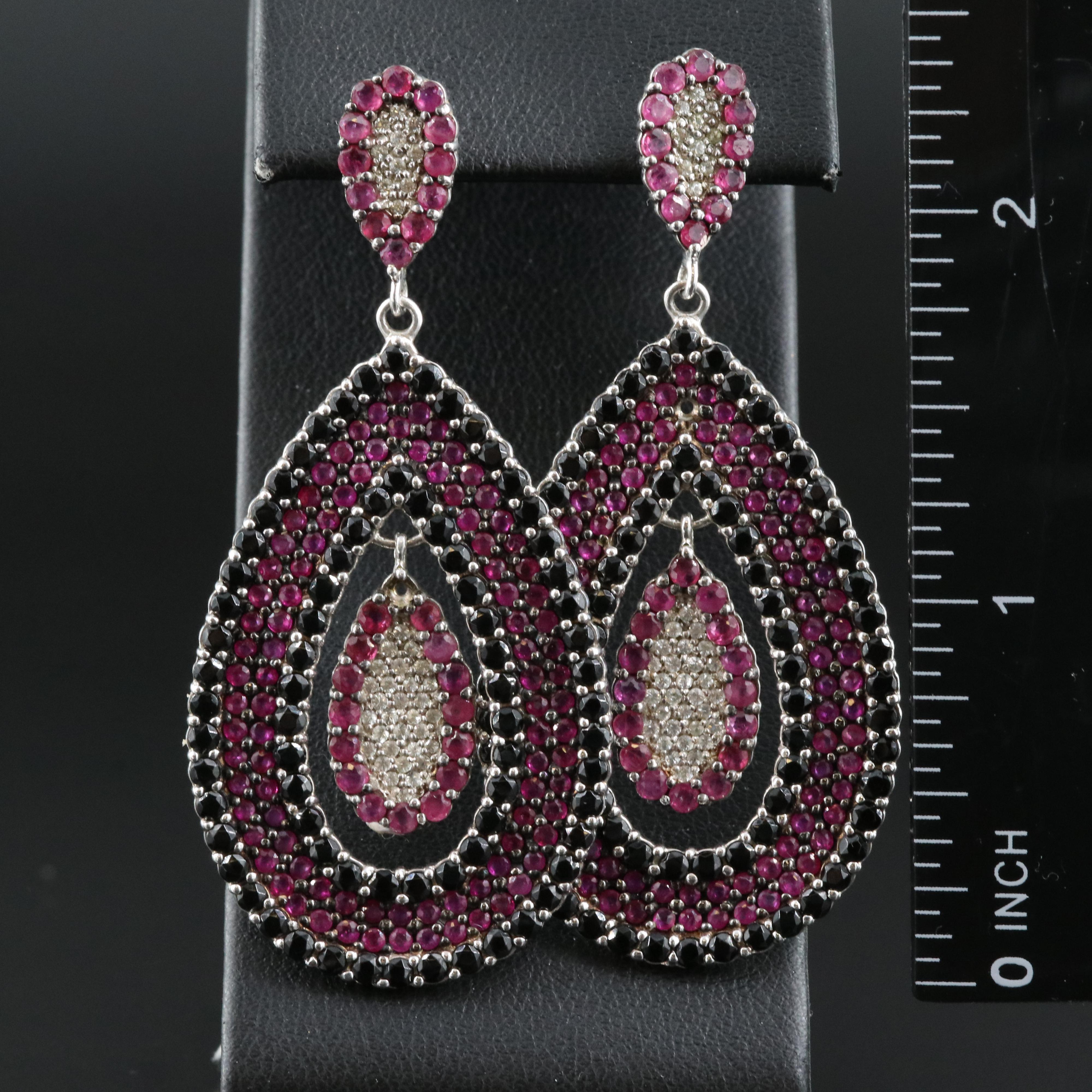 Sterling Ruby, Topaz and Spinel Earrings