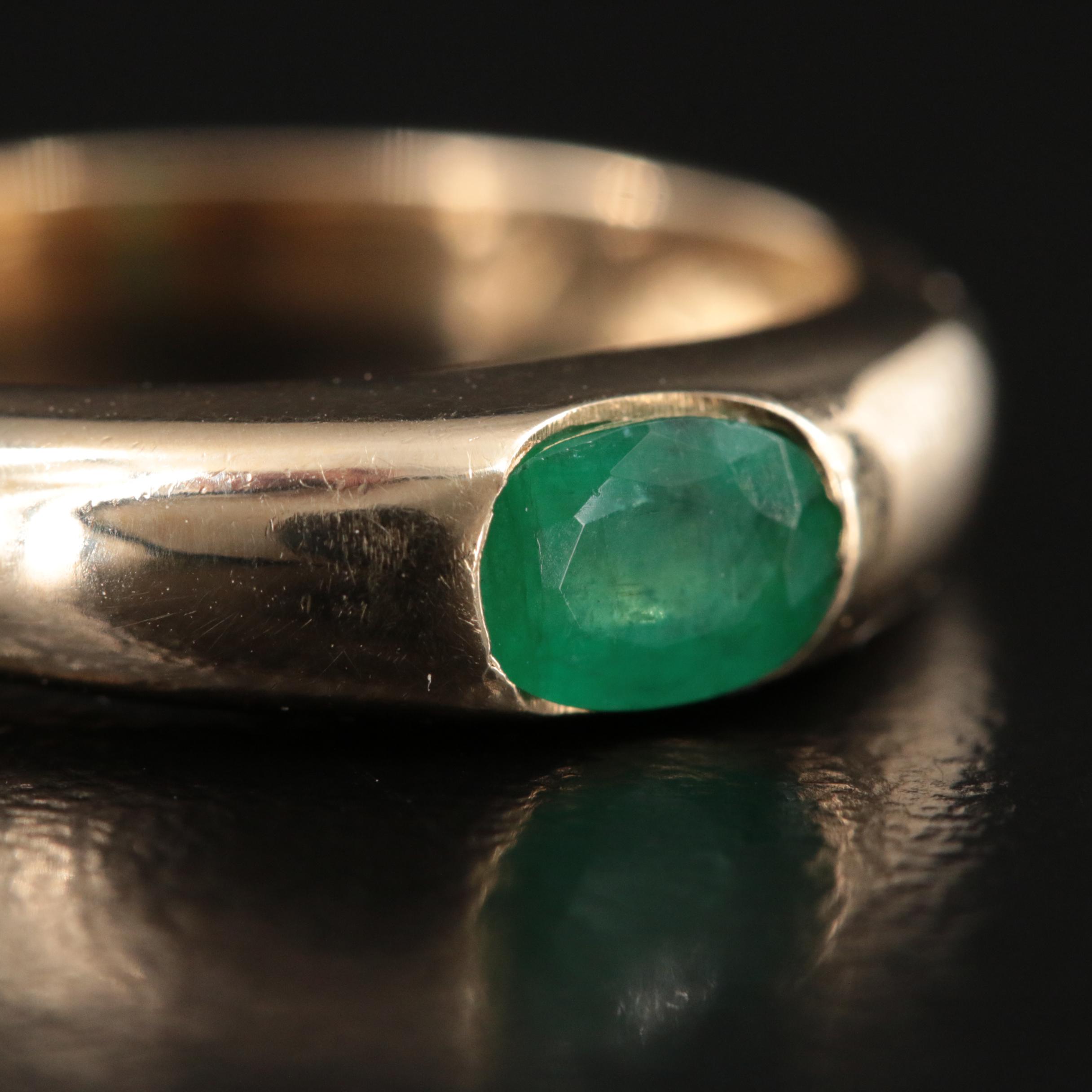 14K Emerald East-West Set Ring