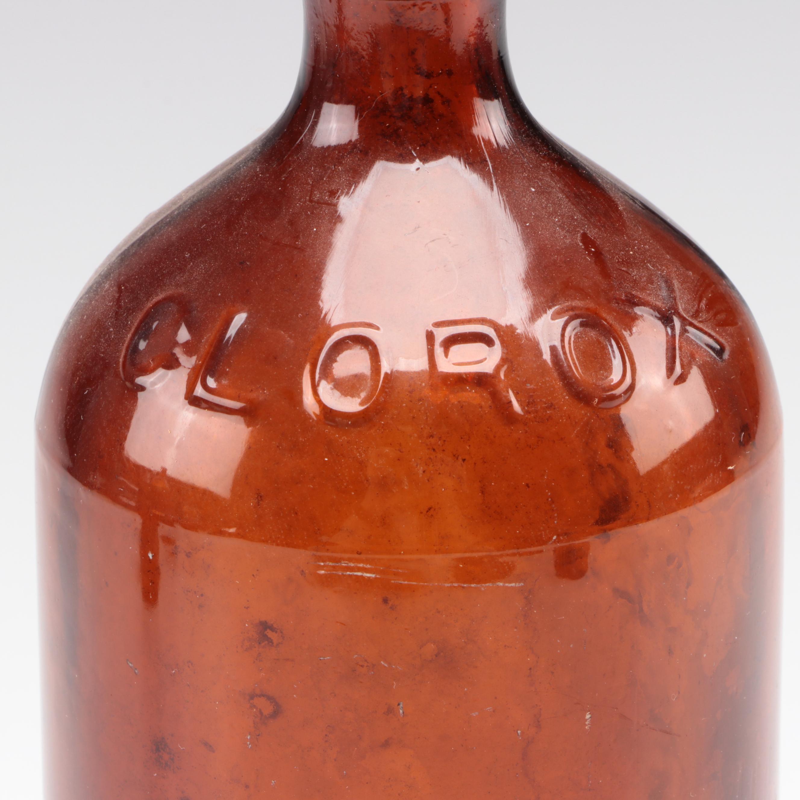 Lysol, Clorox and Other Amber Glass Bottles, Early to Mid-20th Century