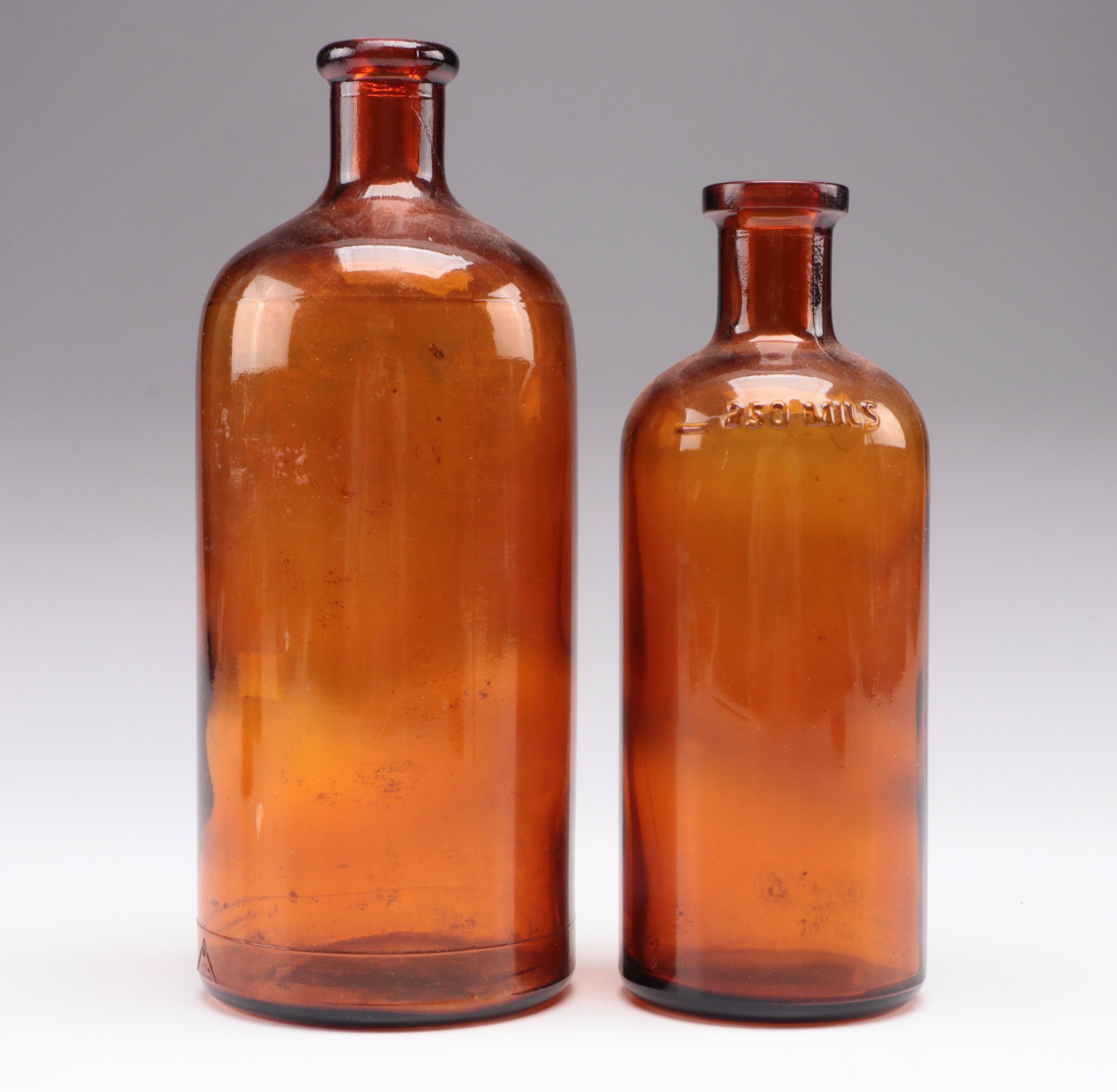 Lysol, Clorox and Other Amber Glass Bottles, Early to Mid-20th Century