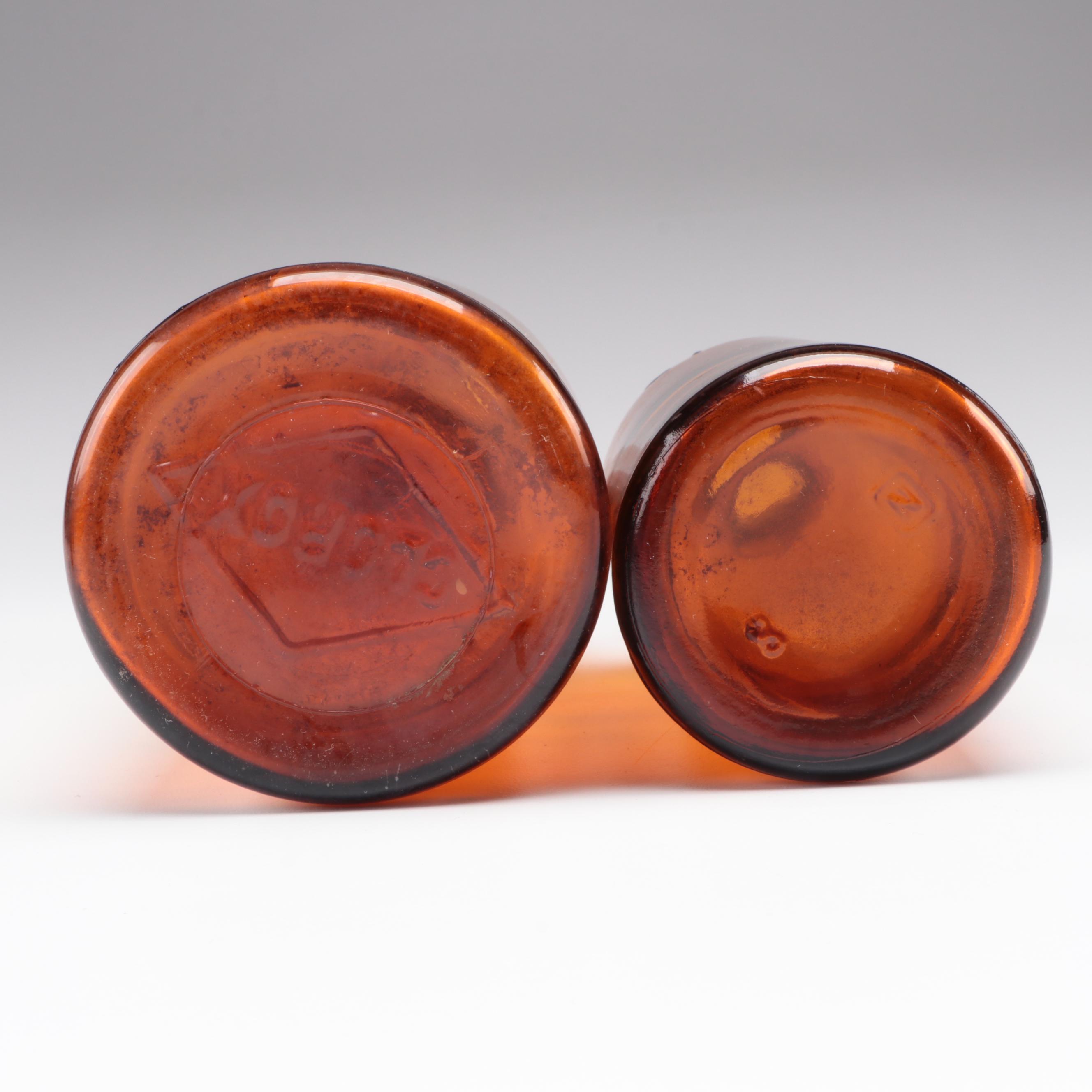 Lysol, Clorox and Other Amber Glass Bottles, Early to Mid-20th Century