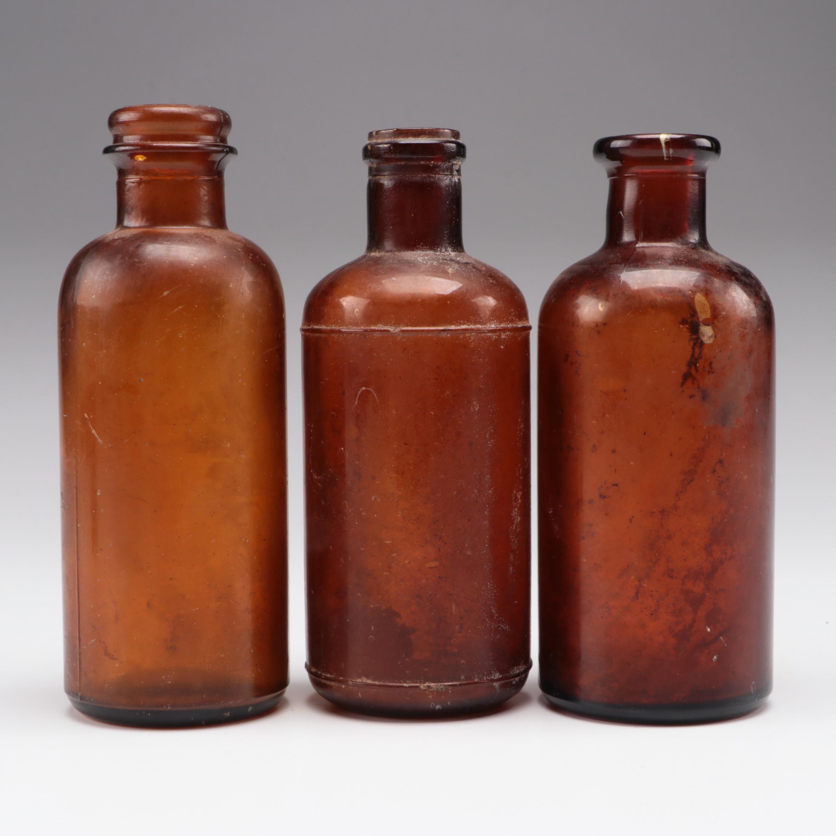 Lysol, Clorox and Other Amber Glass Bottles, Early to Mid-20th Century