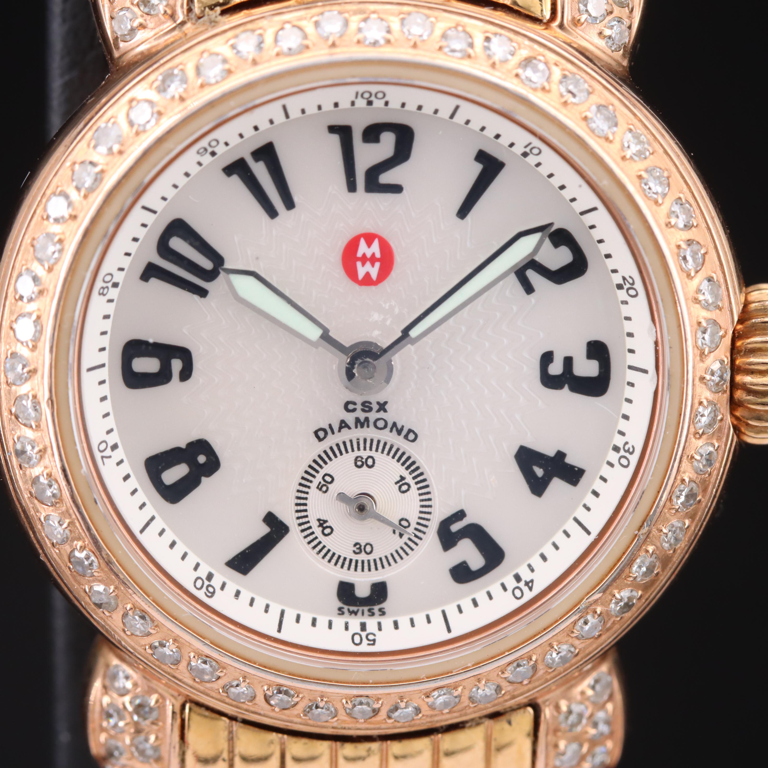 Michele Petite CSX Diamond Rose Gold Tone Watch