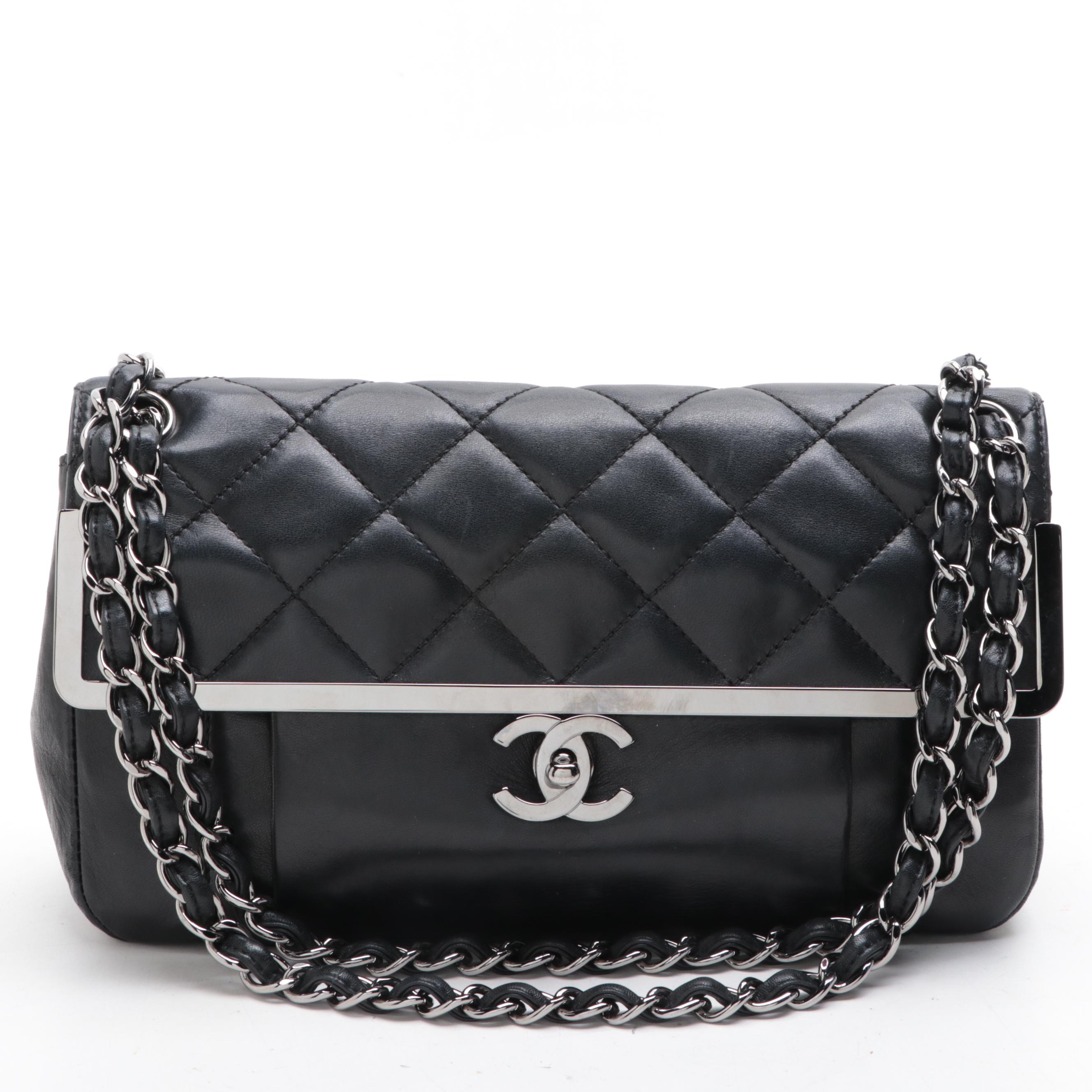 Chanel Medium Metal Frame Flap Bag in Quilted Lambskin Leather