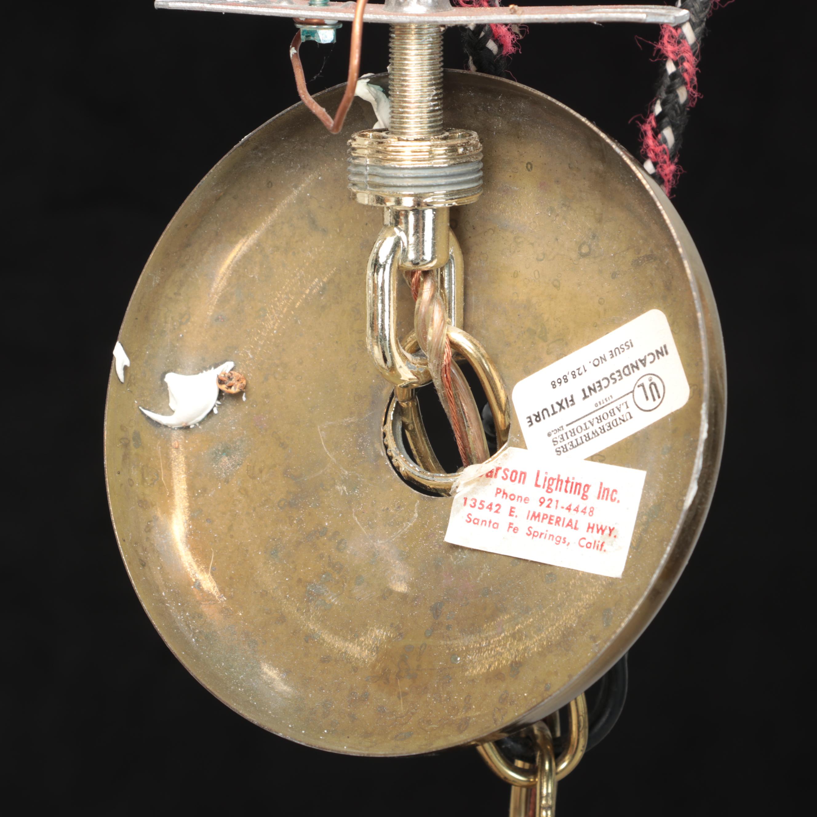 Brass and Beveled Glass Pendant Light, Late 20th Century