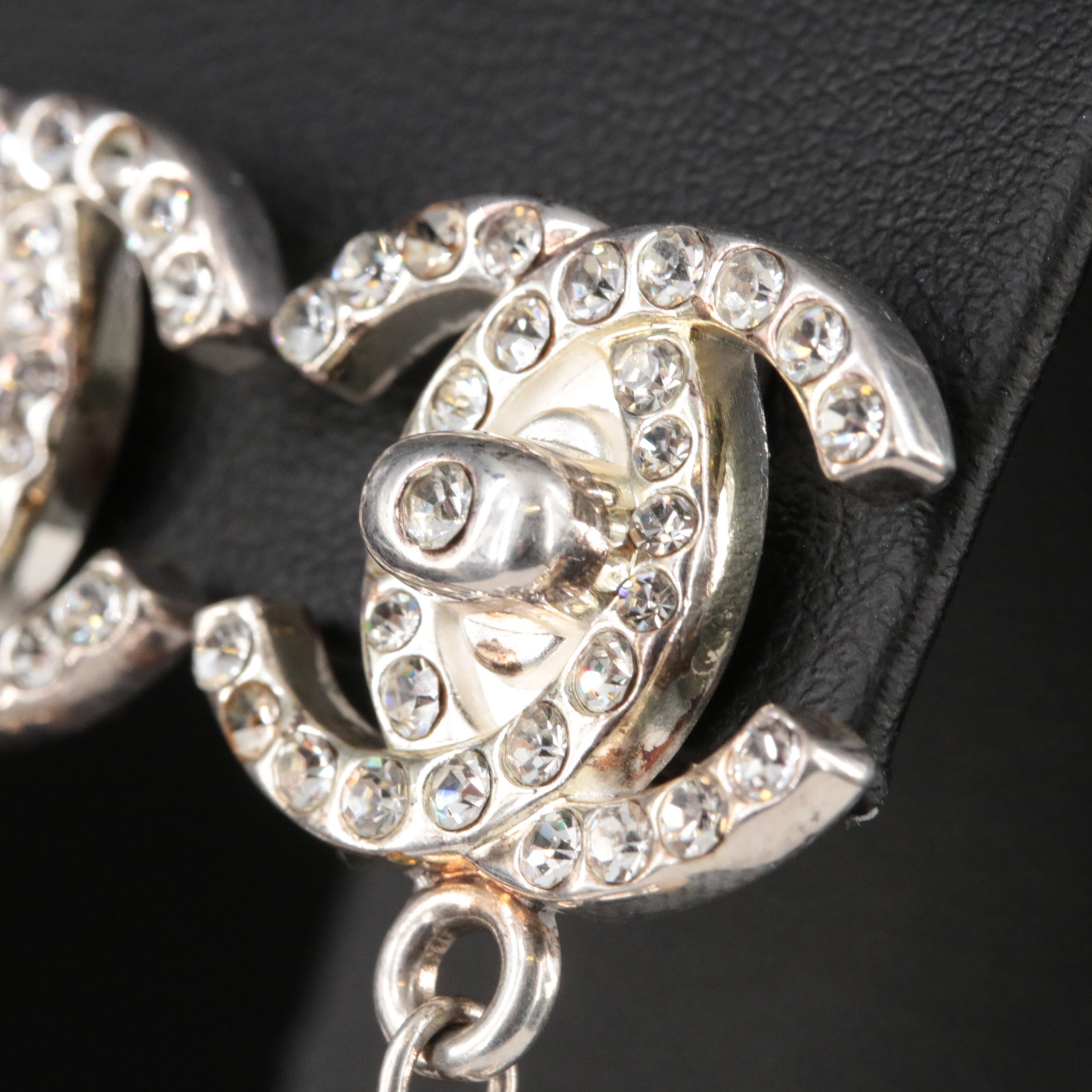 Chanel Turn Lock Double C Logo Earrings with Faux Pearl Strass and Pearl Drops