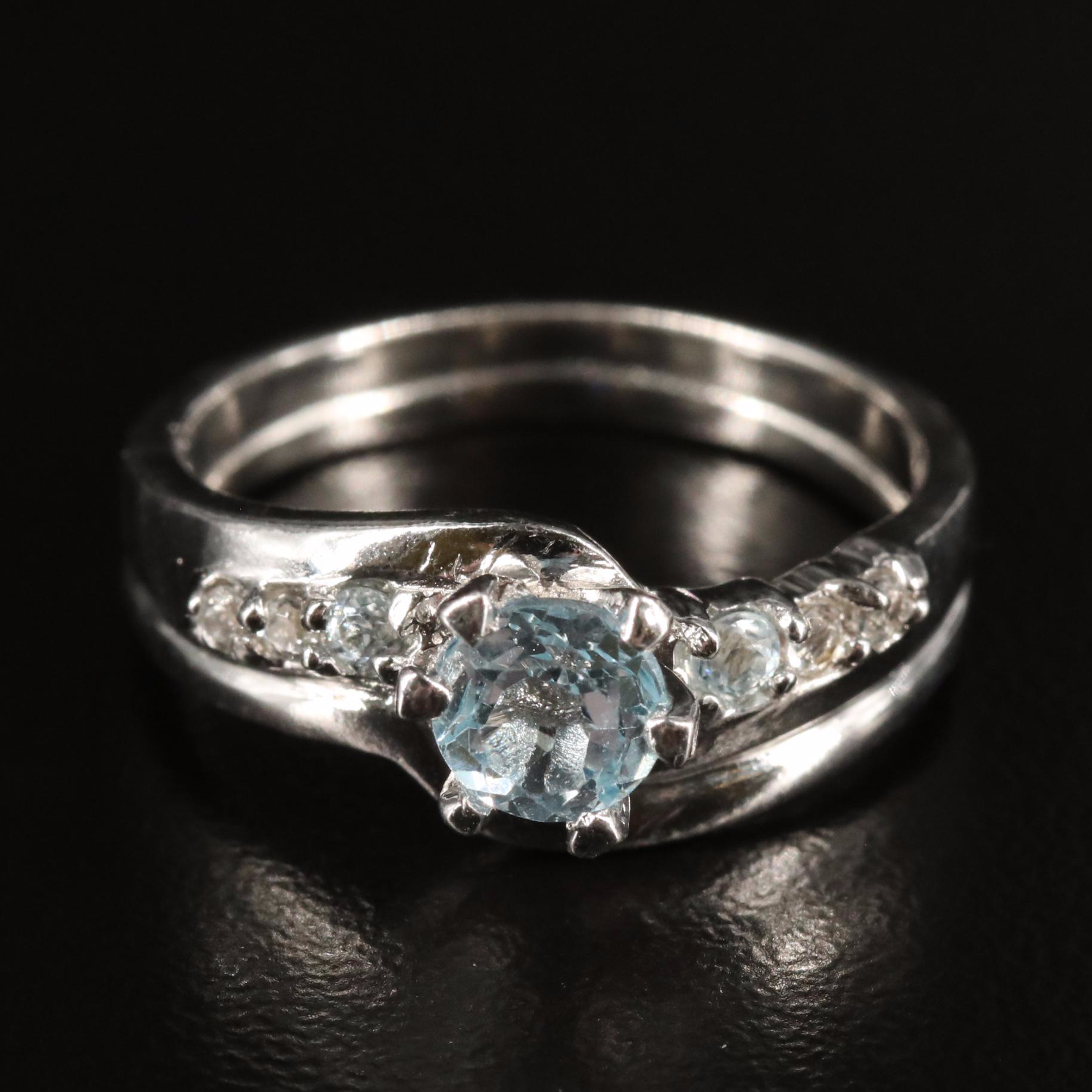 Sterling Blue and White Topaz Ring