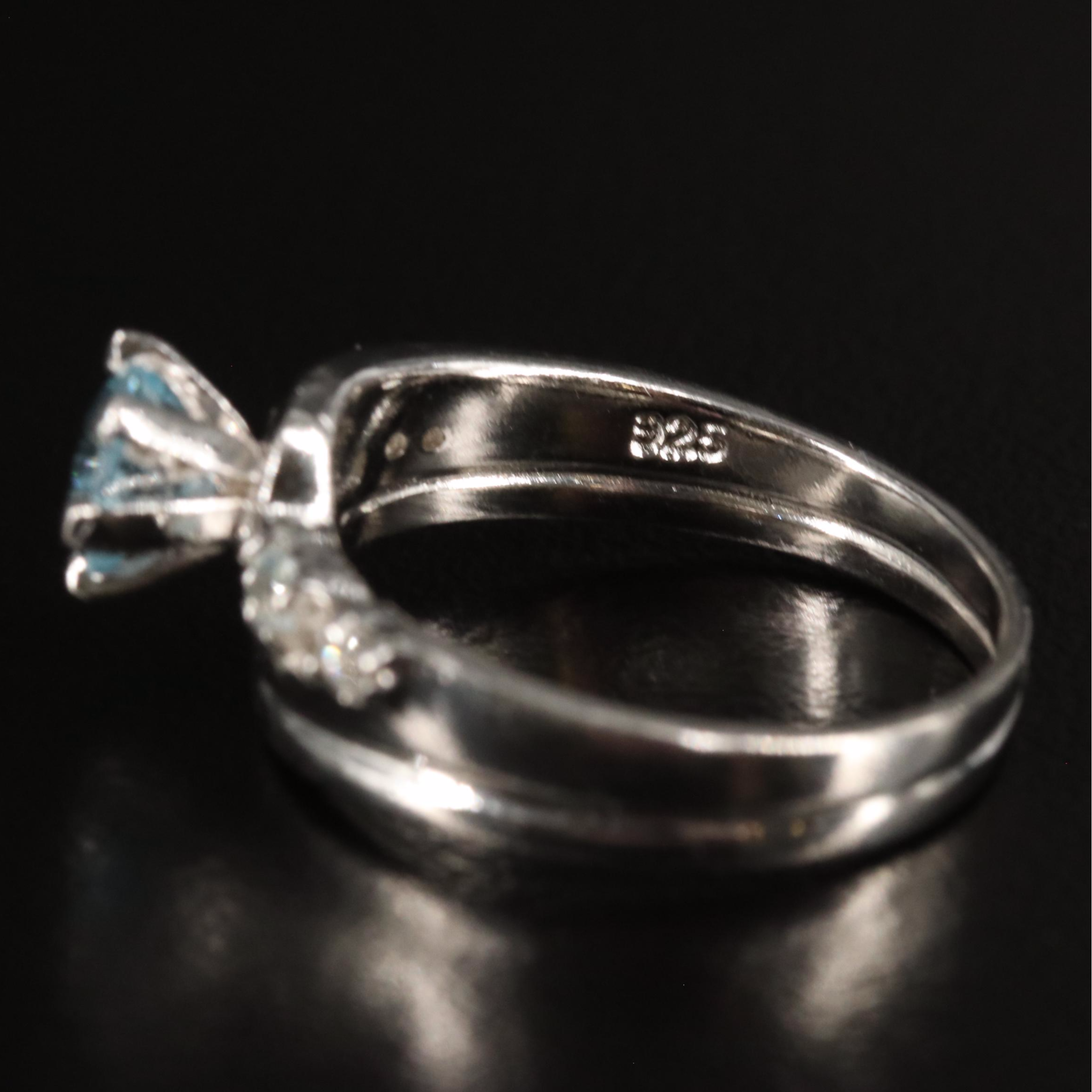 Sterling Blue and White Topaz Ring