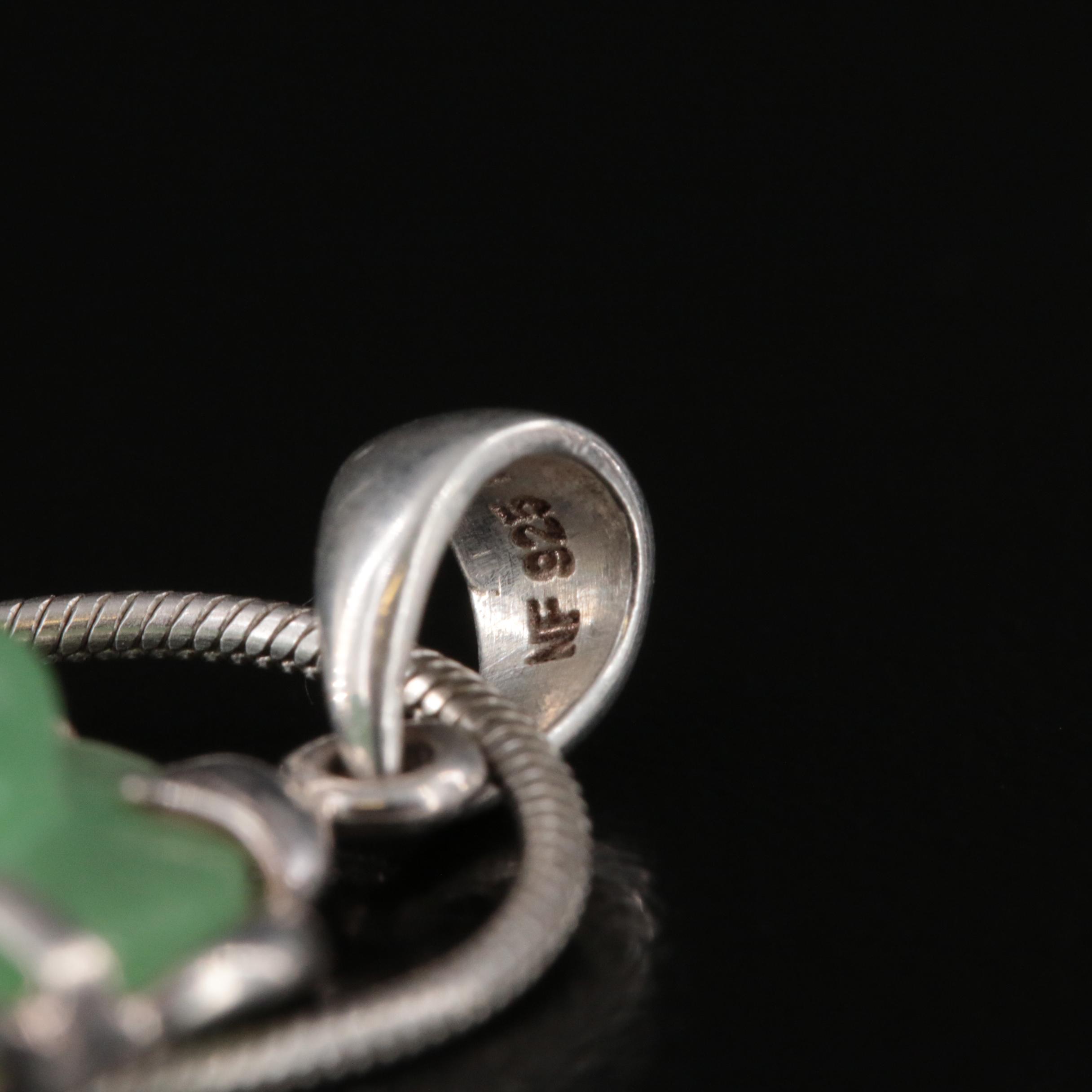 Sterling Jadeite Buddha Pendant