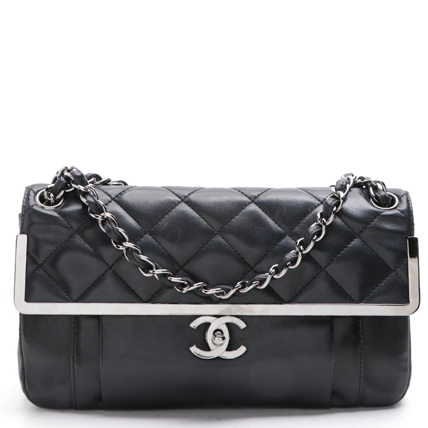 Chanel Medium Metal Frame Flap Bag in Quilted Lambskin Leather