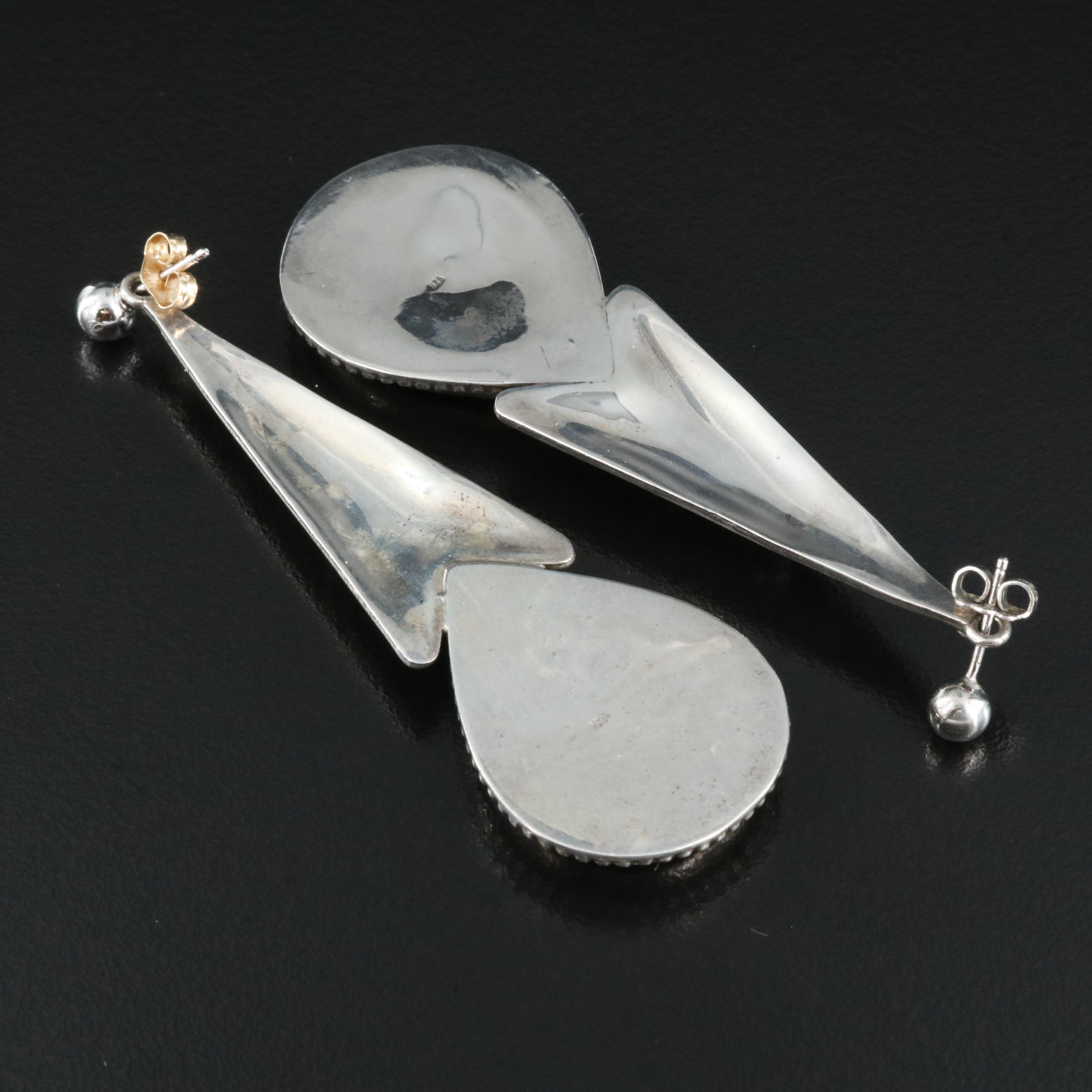 Sterling Ball Stud Earrings with Chalcedony and Turquoise Granulated Enhancers